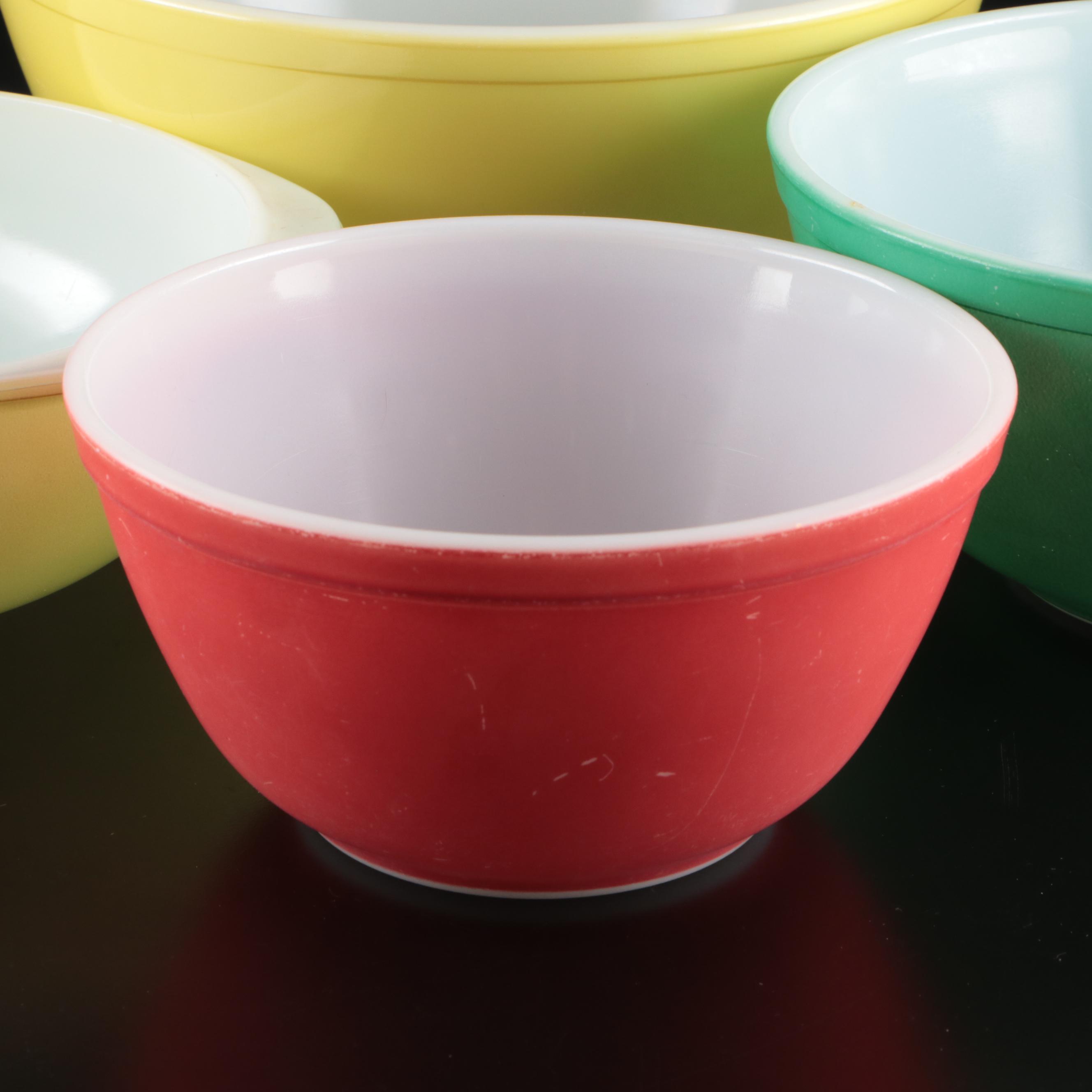 Pyrex Glass and Ceramic "Amish Butterprint" Baking Dishes and Mixing Bowls