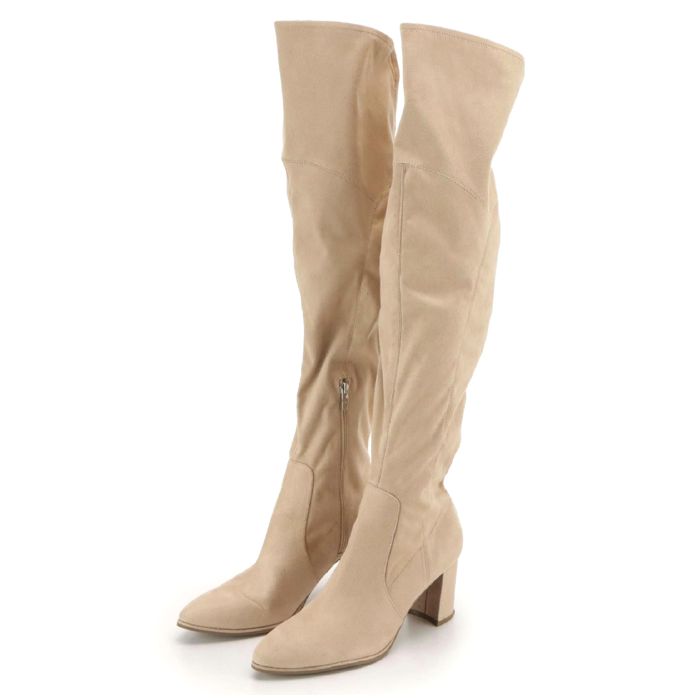 Marc Fisher Luley Over-The-Knee Block Heel Boots in Neutral Faux-Suede