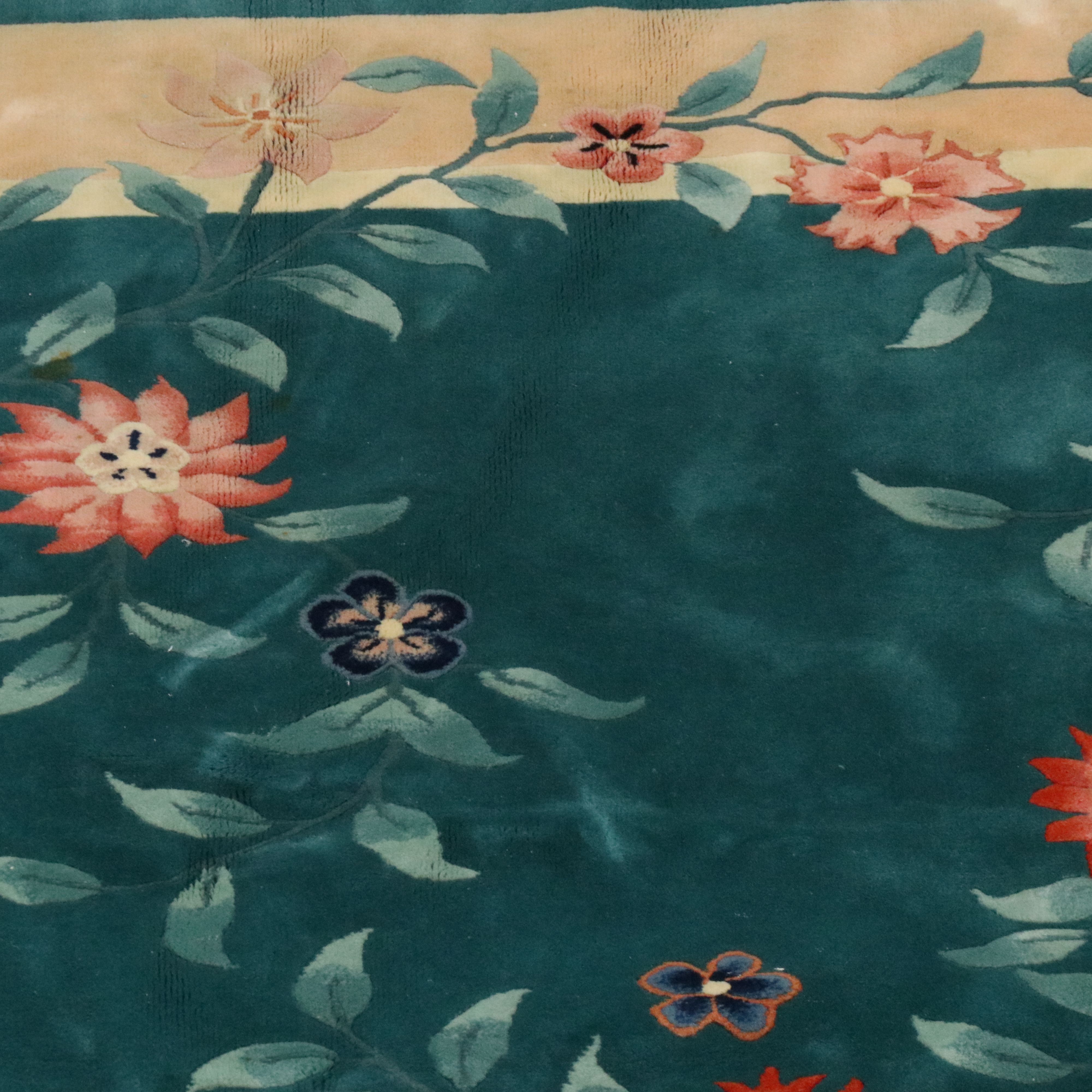 7'10 x 10'4 Hand-Knotted and Carved Chinese Art Nichols Style Area Rug