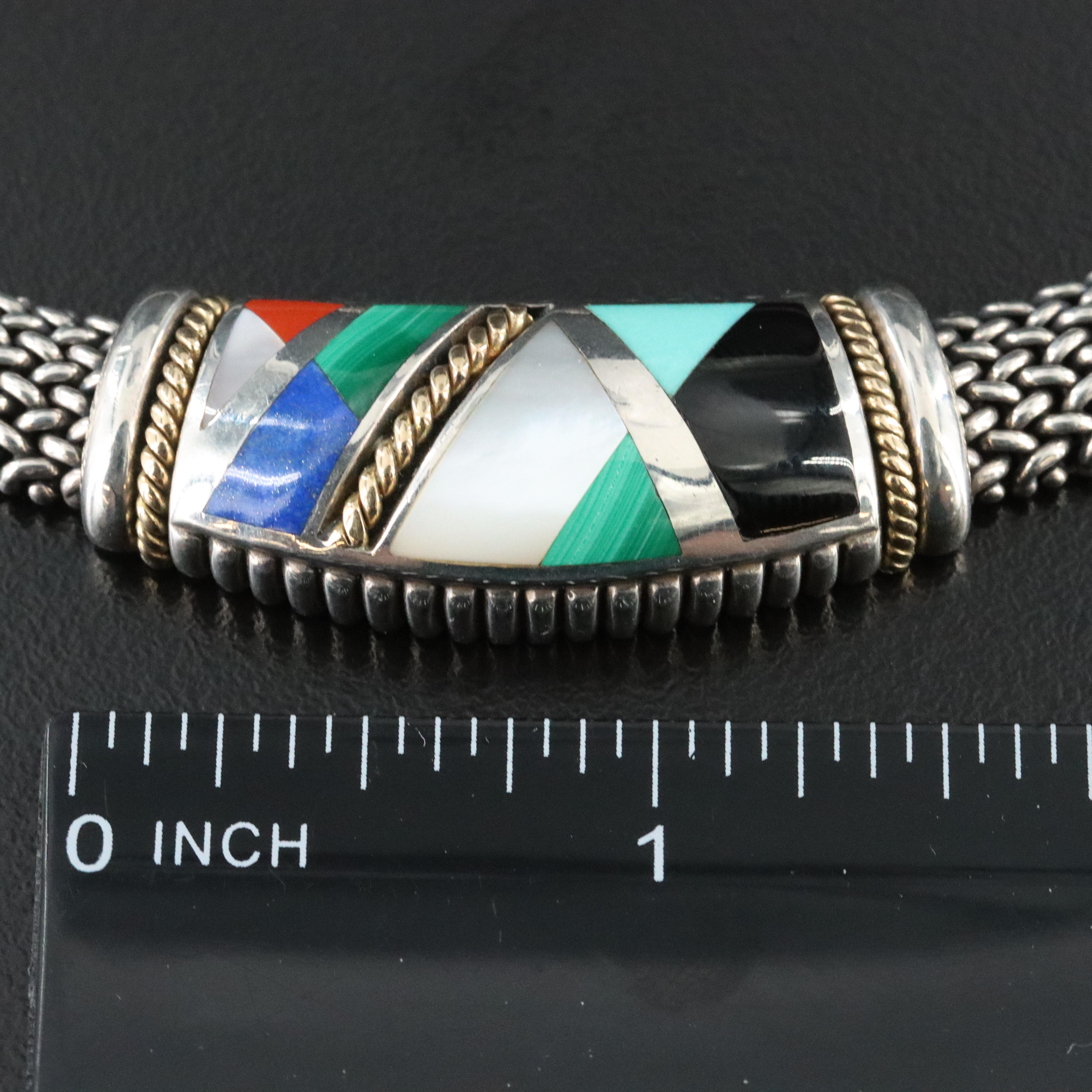 Asch-Grossbardt Sterling Necklace Including Black Onyx and Mother-of-Pearl