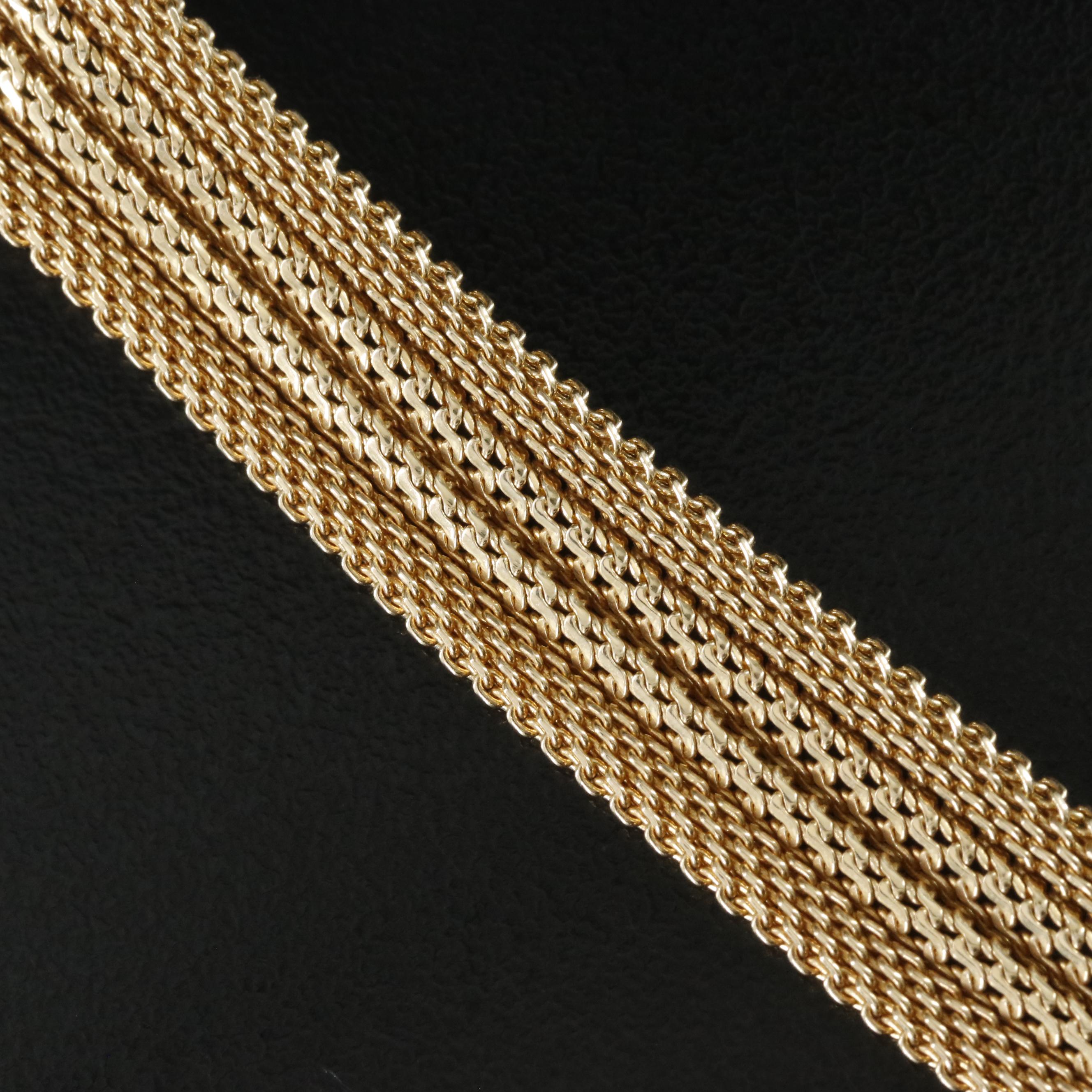 14K Diamond Ribbon Necklace with Acanthus Detail, Vintage