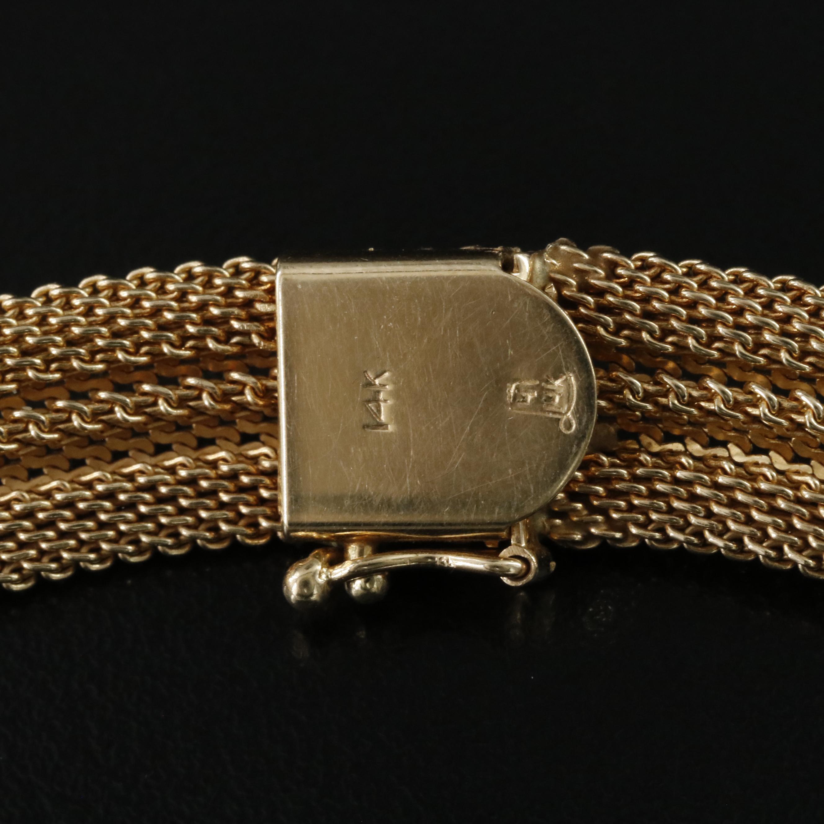 14K Diamond Ribbon Necklace with Acanthus Detail, Vintage