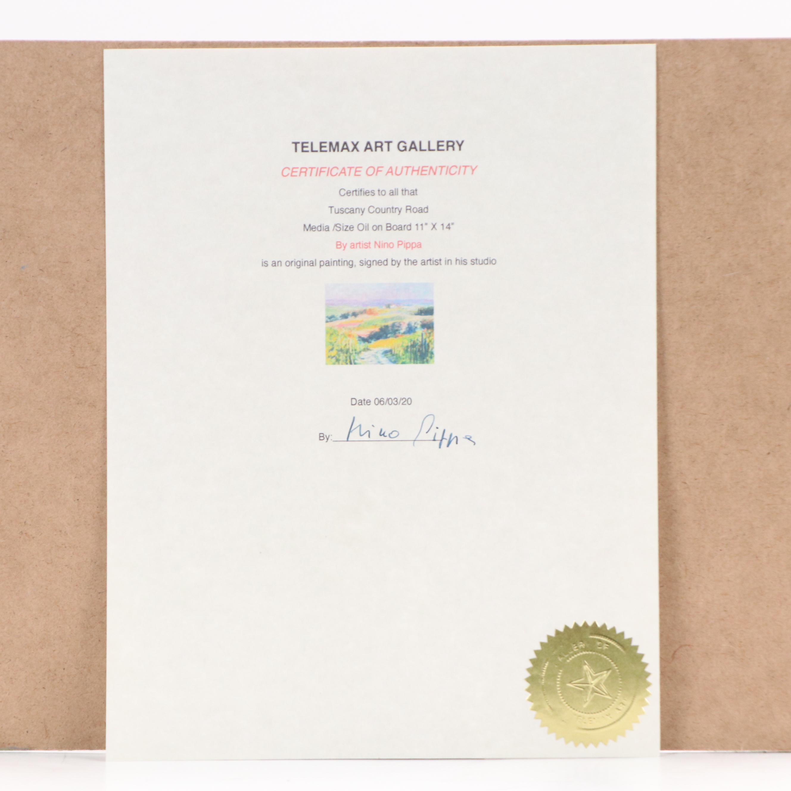 Nino Pippa Landscape Oil Painting "Tuscany Country Road," 2020