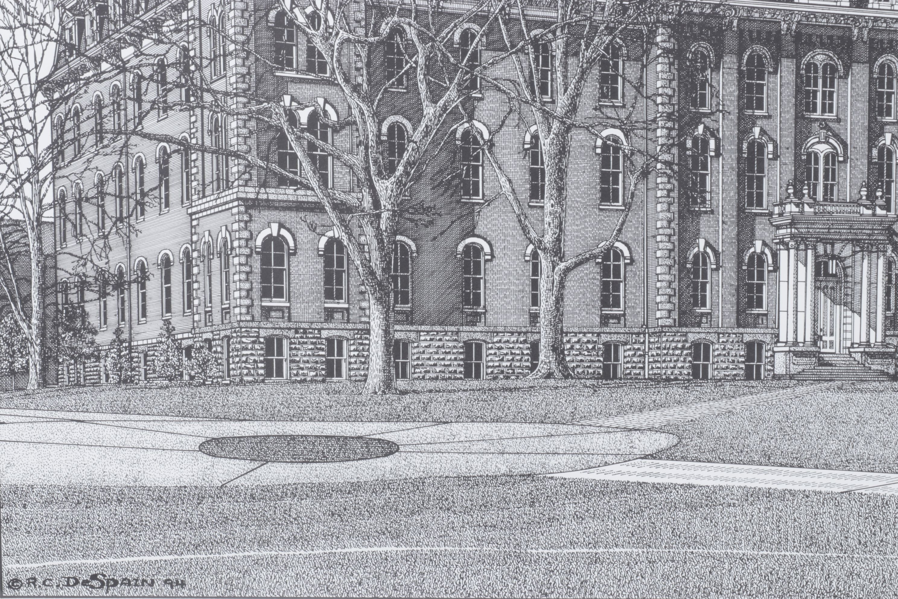 Richard C. Despain "Old Main" Pen and Ink Print, 1994