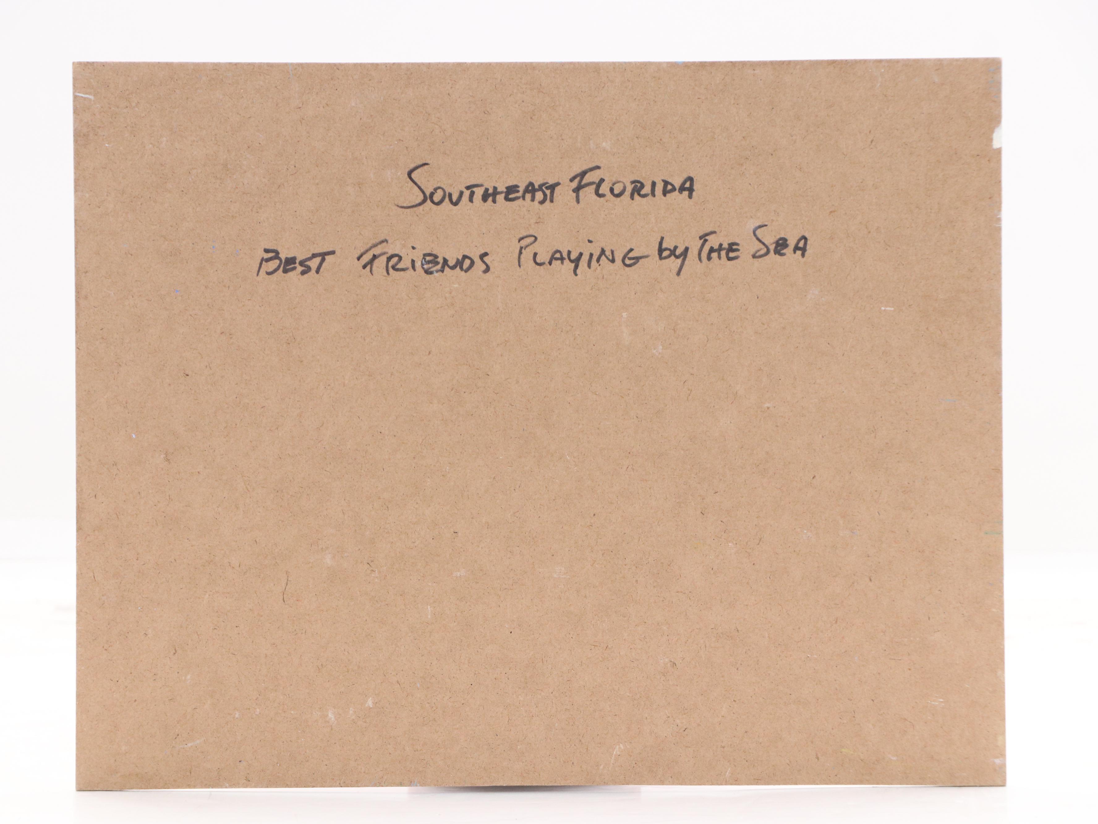 Nino Pippa Beach Oil Painting "Southeast Florida Best Friends Playing...," 2023