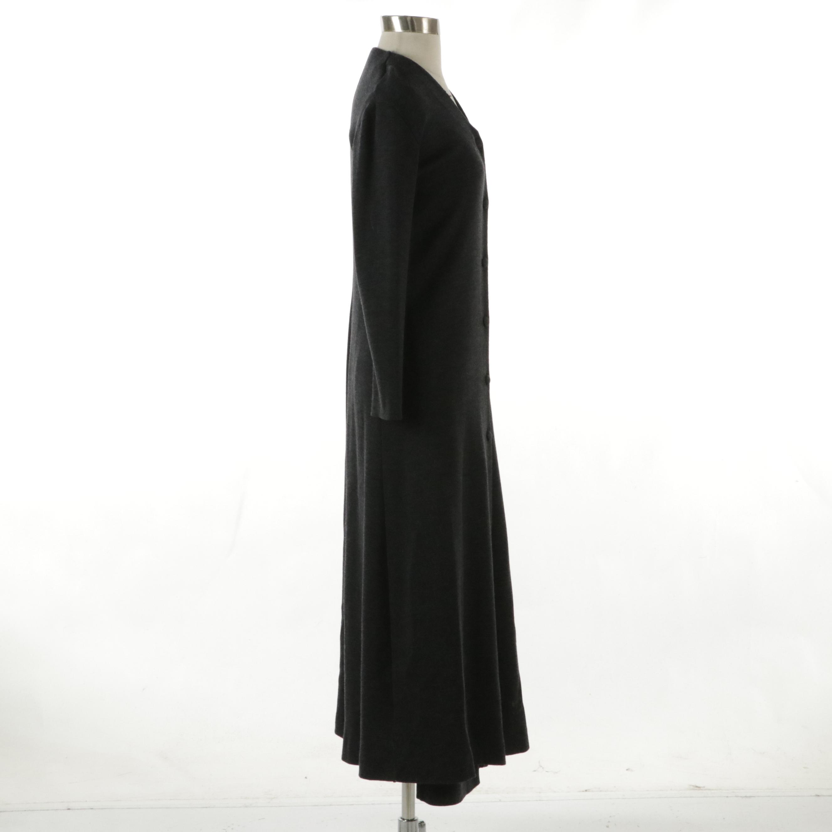 Giorgio Armani Gray Wool Straight-Leg Pants & Long Button-Front Cardigan Sweater