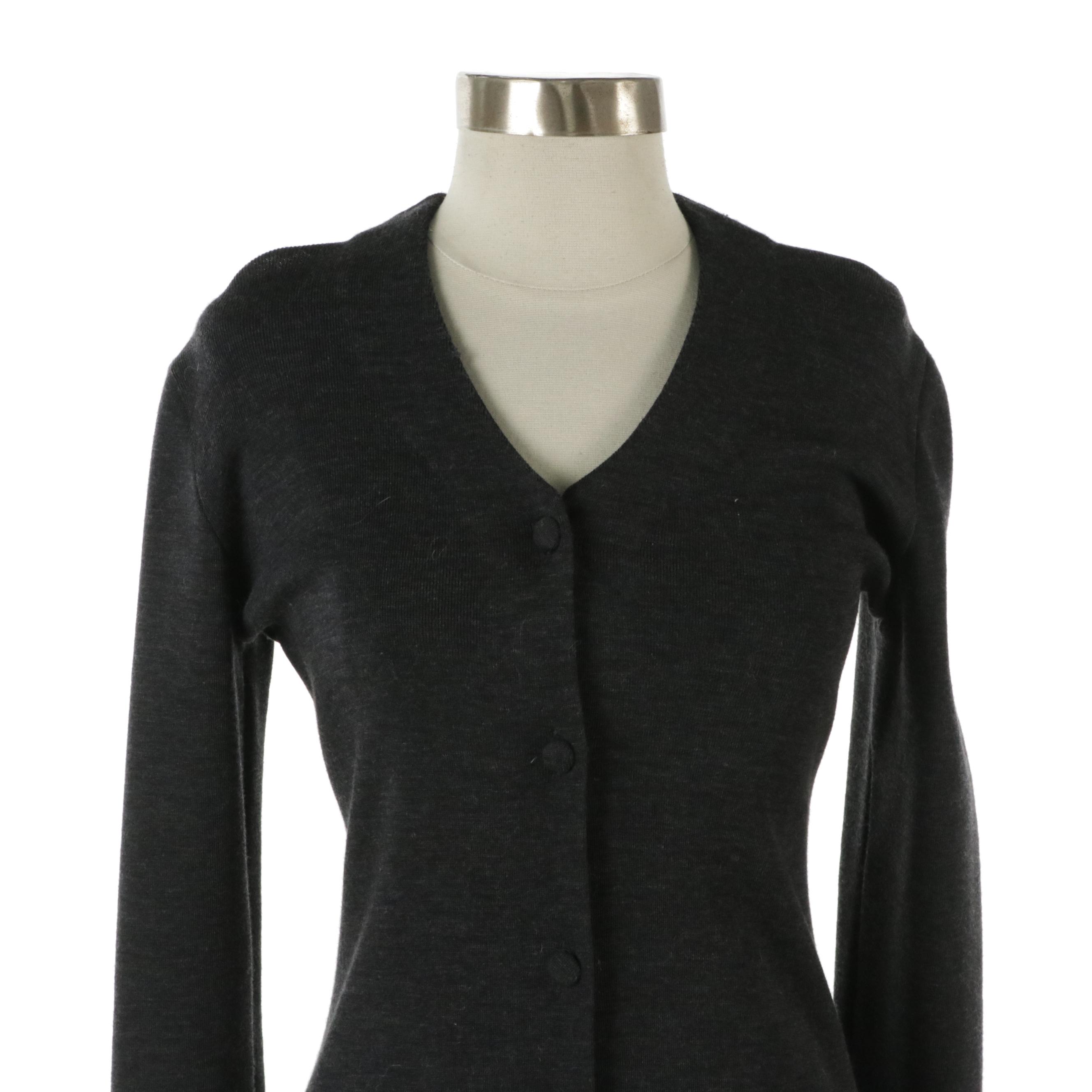 Giorgio Armani Gray Wool Straight-Leg Pants & Long Button-Front Cardigan Sweater