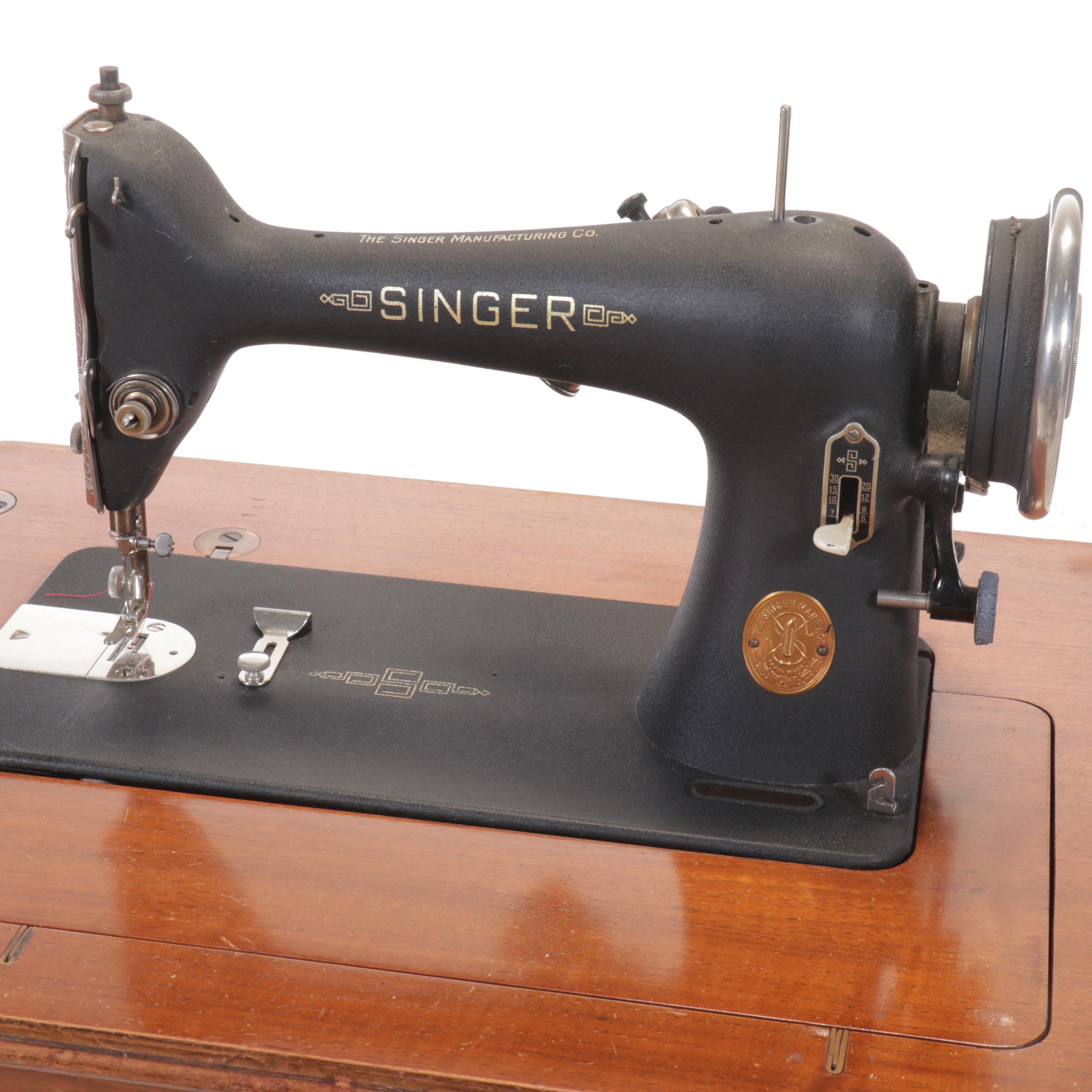 Singer Sewing Machine in Walnut Sewing Table