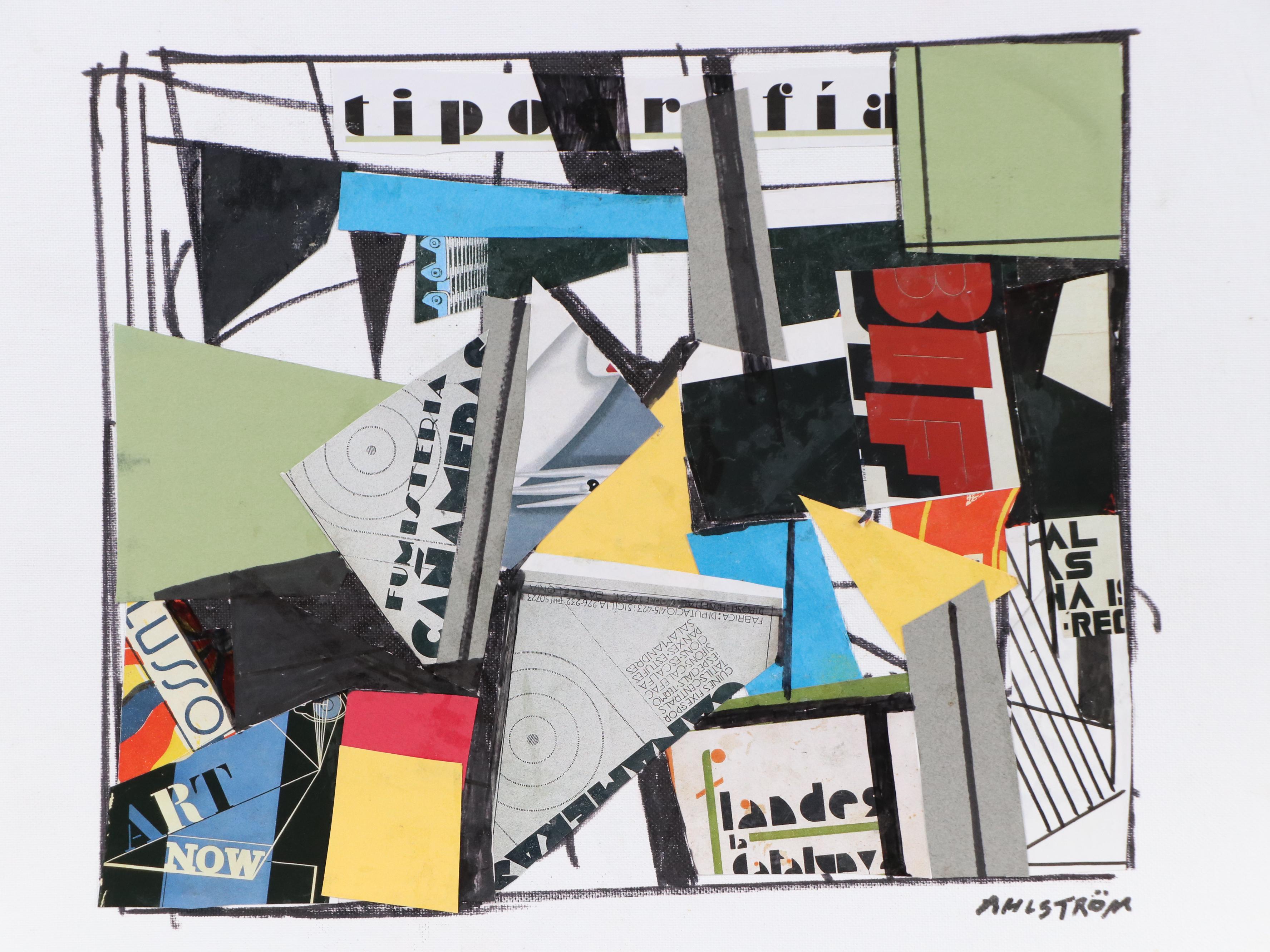 Ronald Ahlström Modern Mixed Media Collage, Late 20th Century