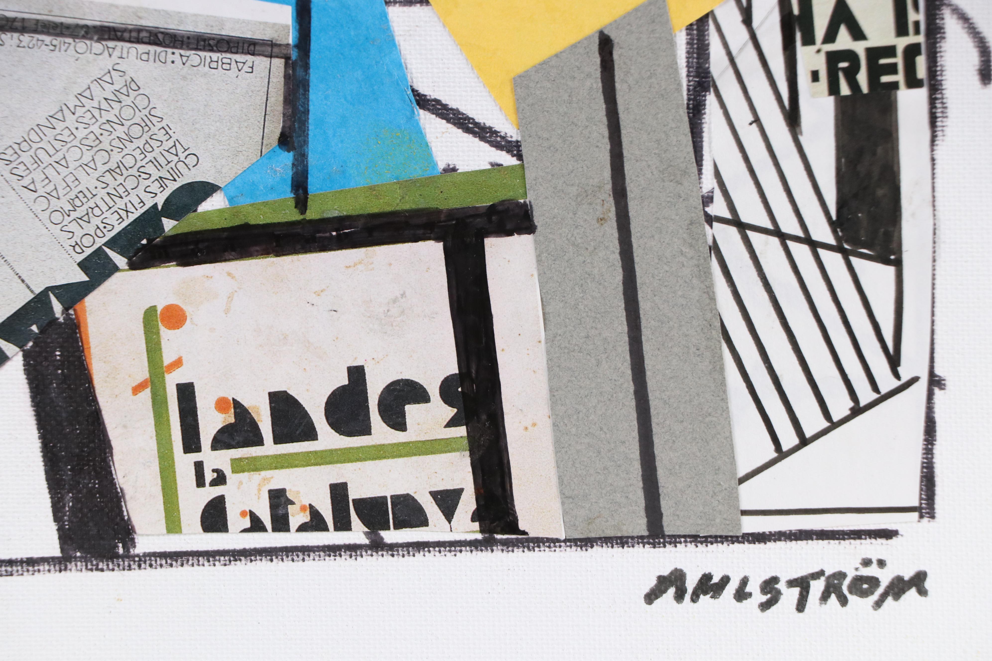 Ronald Ahlström Modern Mixed Media Collage, Late 20th Century