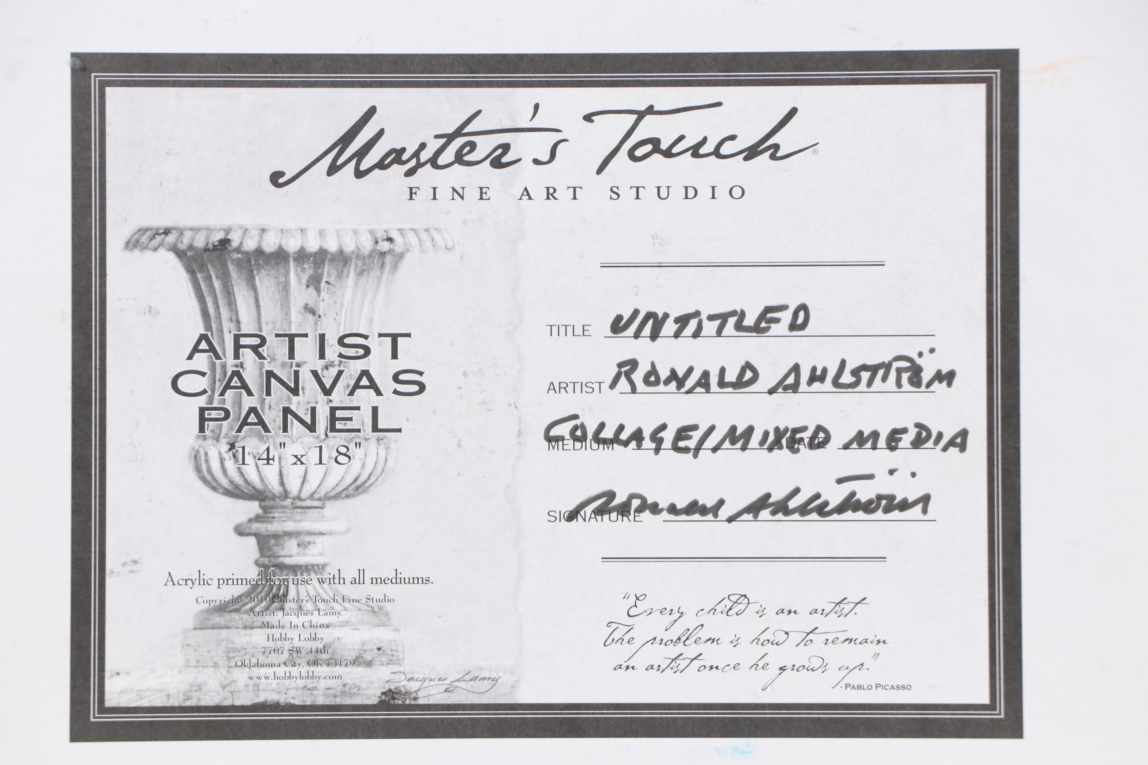 Ronald Ahlström Modern Mixed Media Collage, Late 20th Century