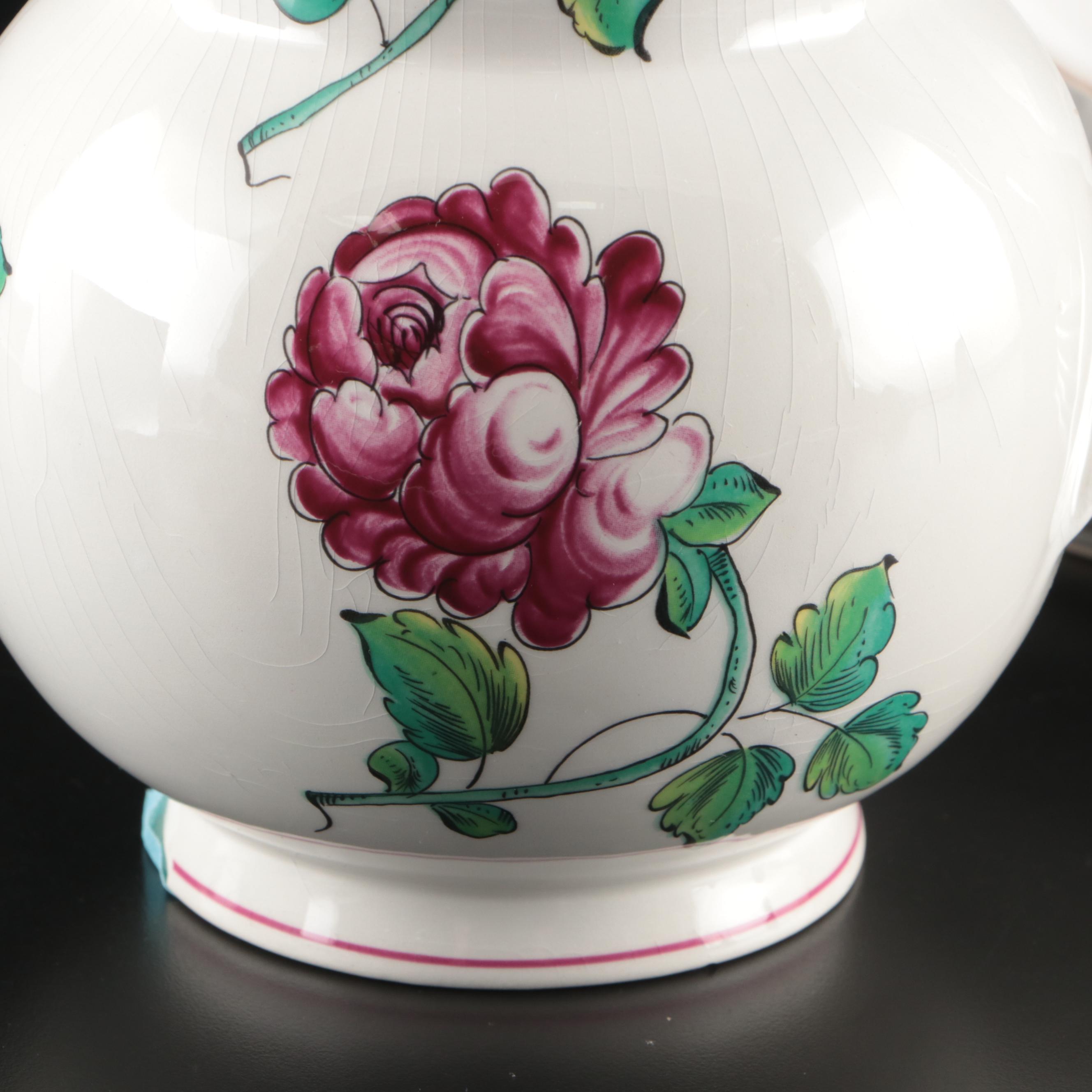 Tiffany & Co. "Strasbourg Flowers" Porcelain Pitcher with Pottery Barn Plates