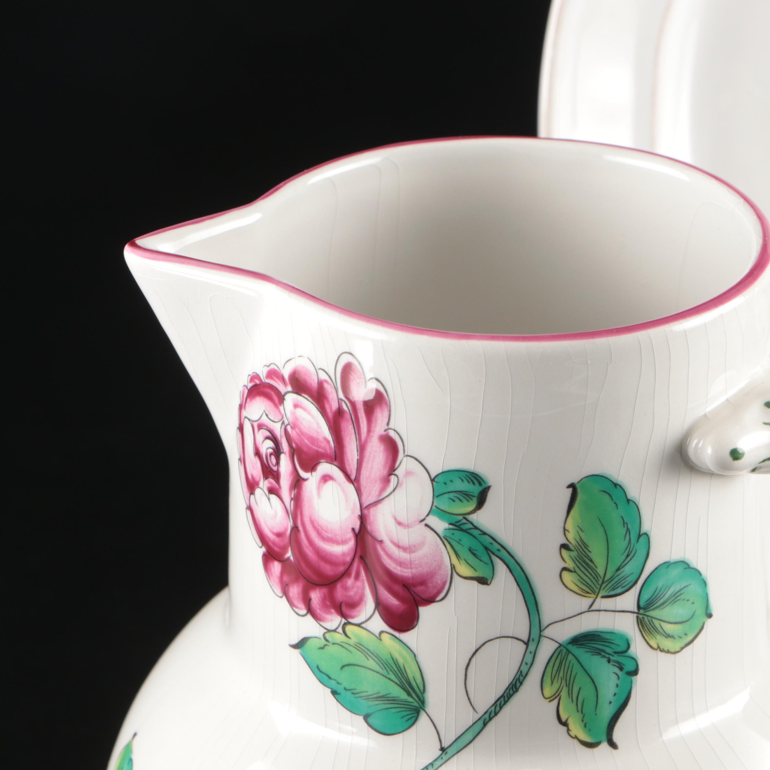 Tiffany & Co. "Strasbourg Flowers" Porcelain Pitcher with Pottery Barn Plates