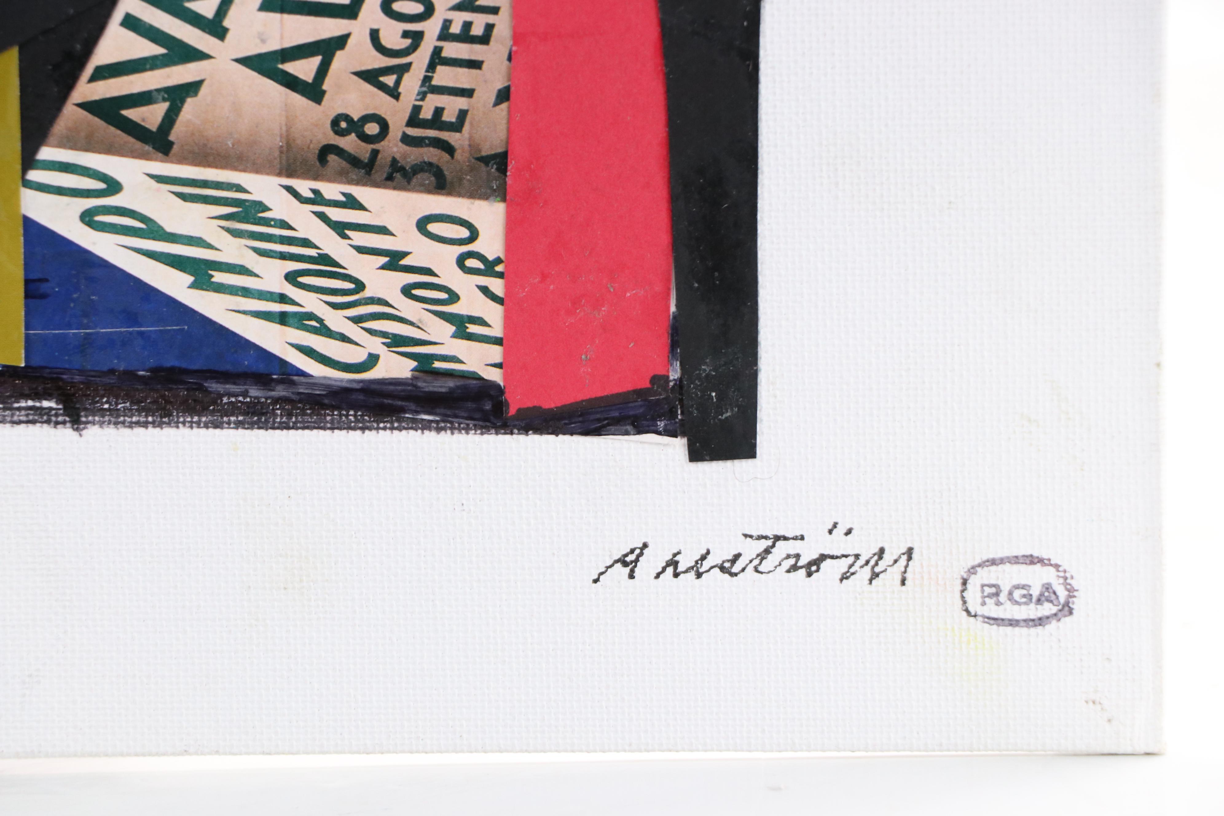 Ronald Ahlström Modern Mixed Media Collage, Late 20th Century