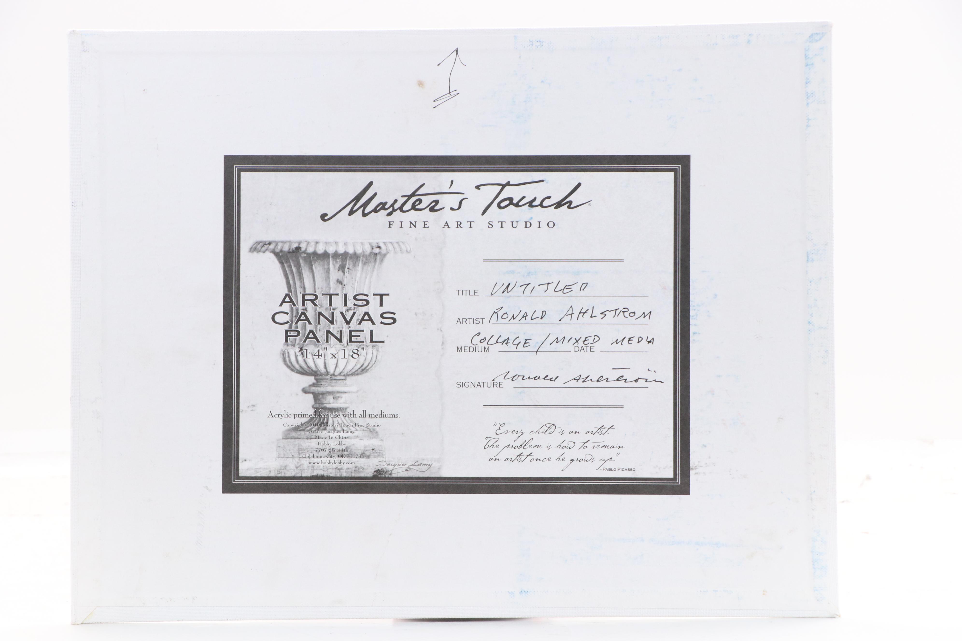 Ronald Ahlström Modern Mixed Media Collage, Late 20th Century