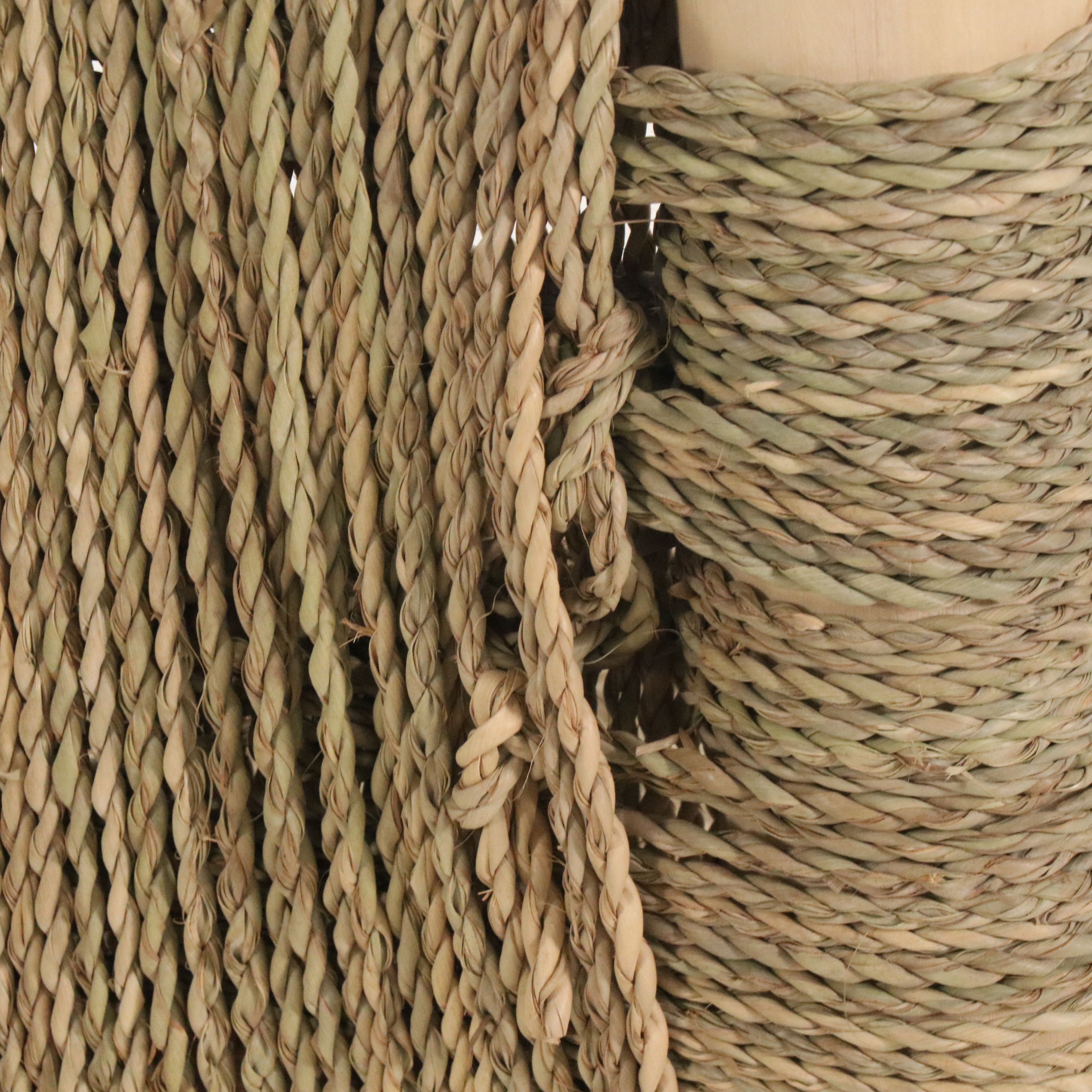 Pair of Woven Rope and Natural Wood Armchairs