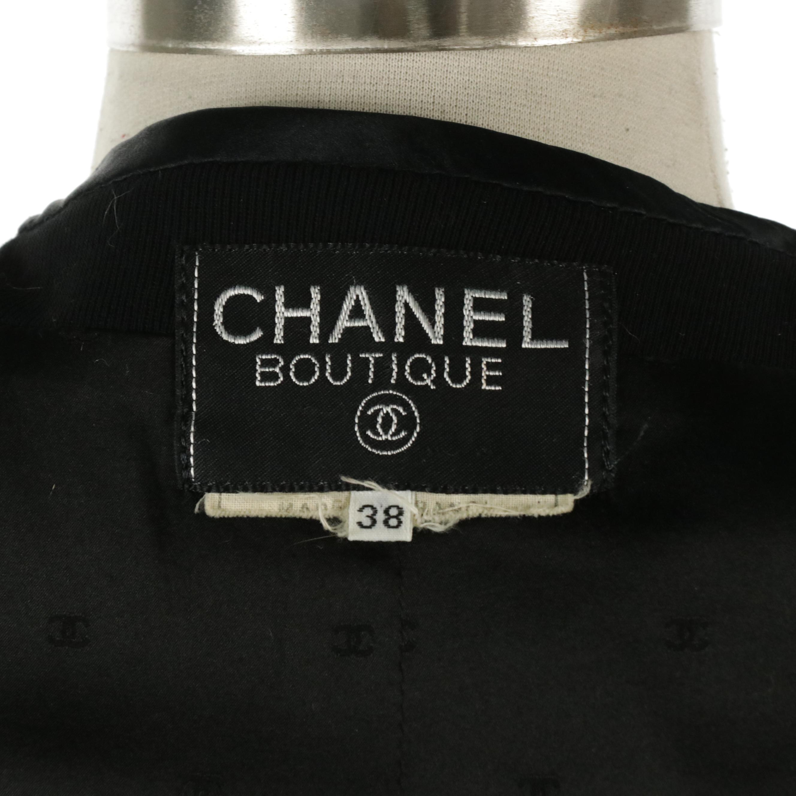 Chanel Black Wool Blend Button-Front Skirt Suit, Late 20th Century