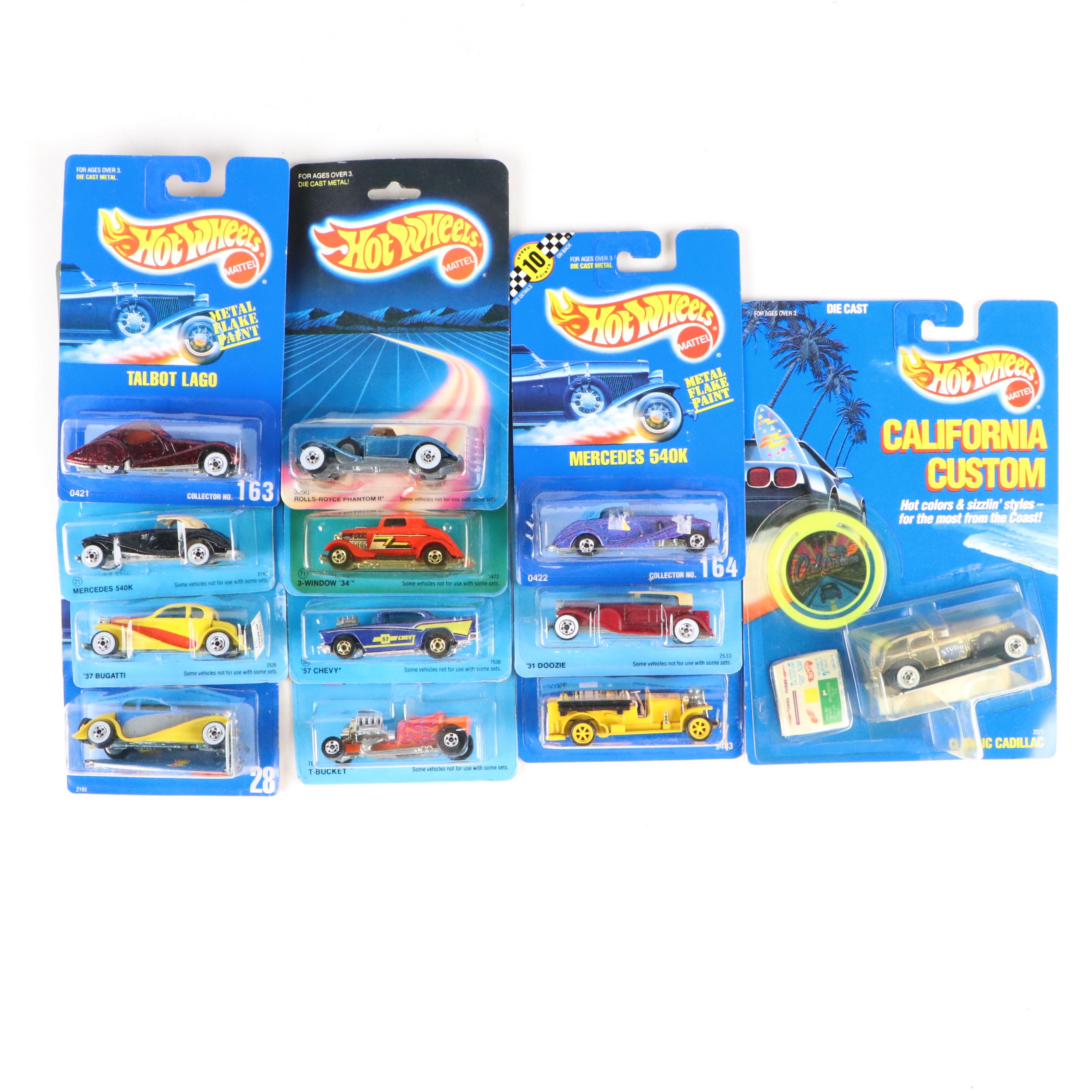 Hot Wheels "Mercedes 540K," "T-Bucket" and More Toy Cars, 1980s–1990s
