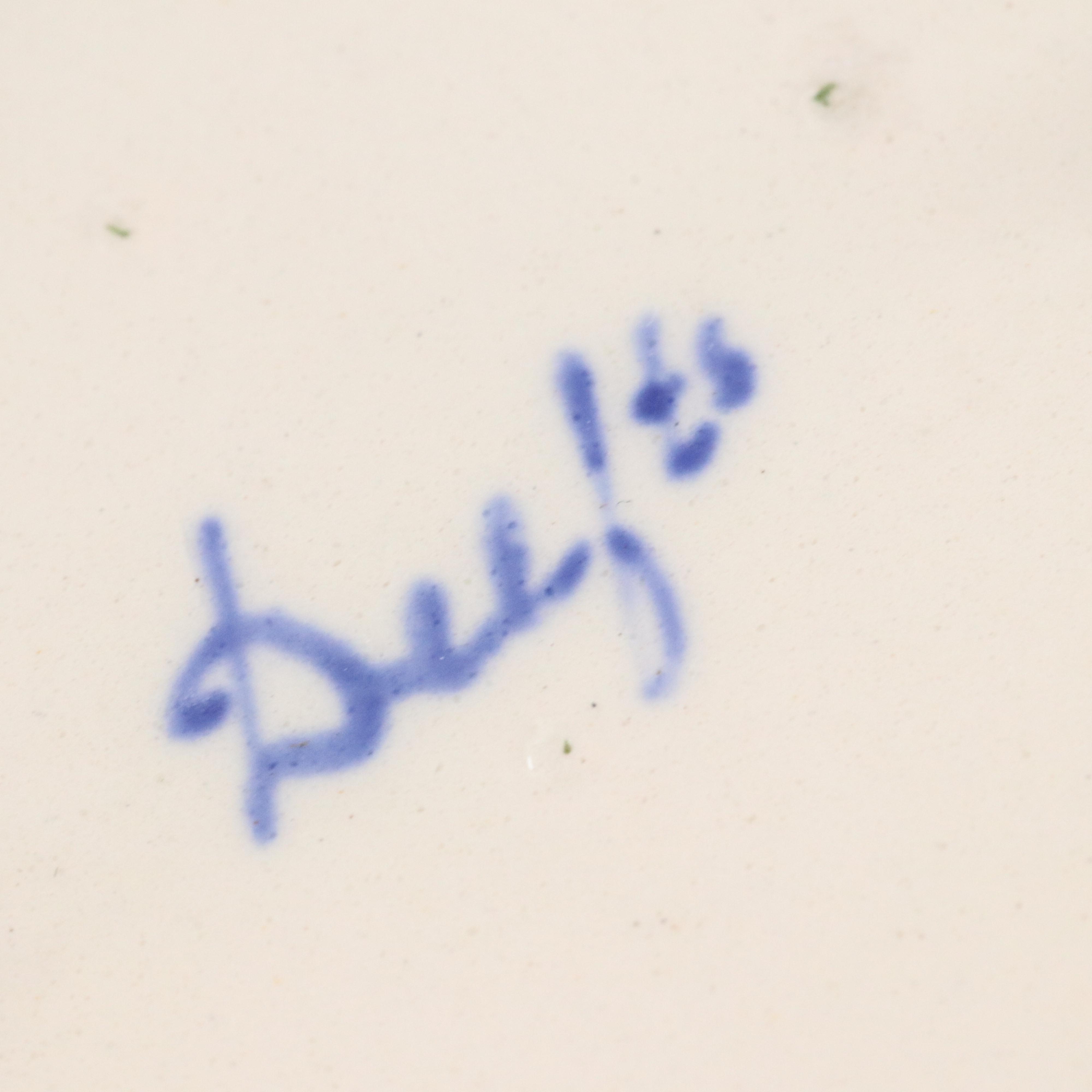 950 Silver Ceramic Delft Windmill Brooch