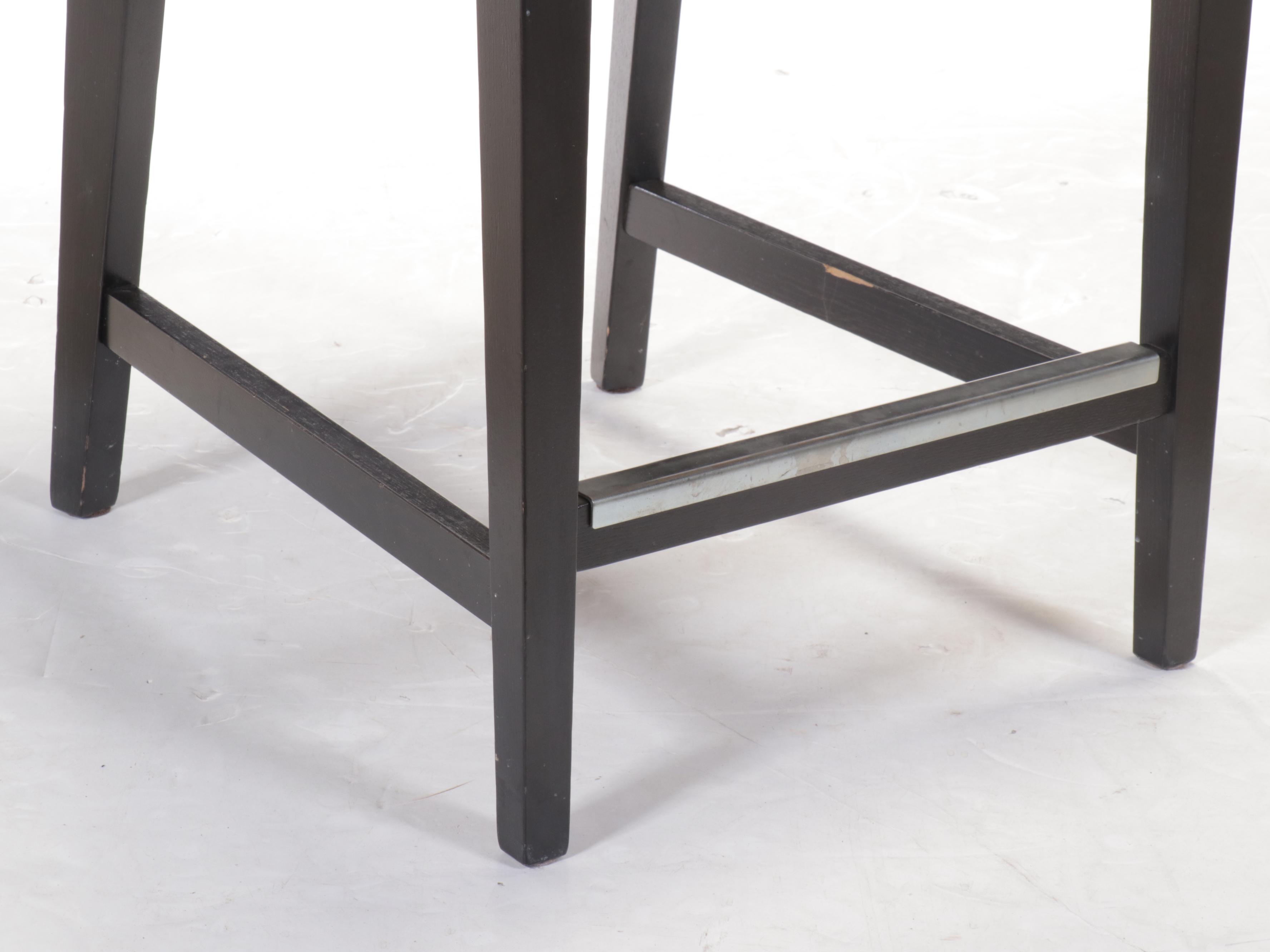 Set of Four Contemporary Upholstered Wooden Barstools