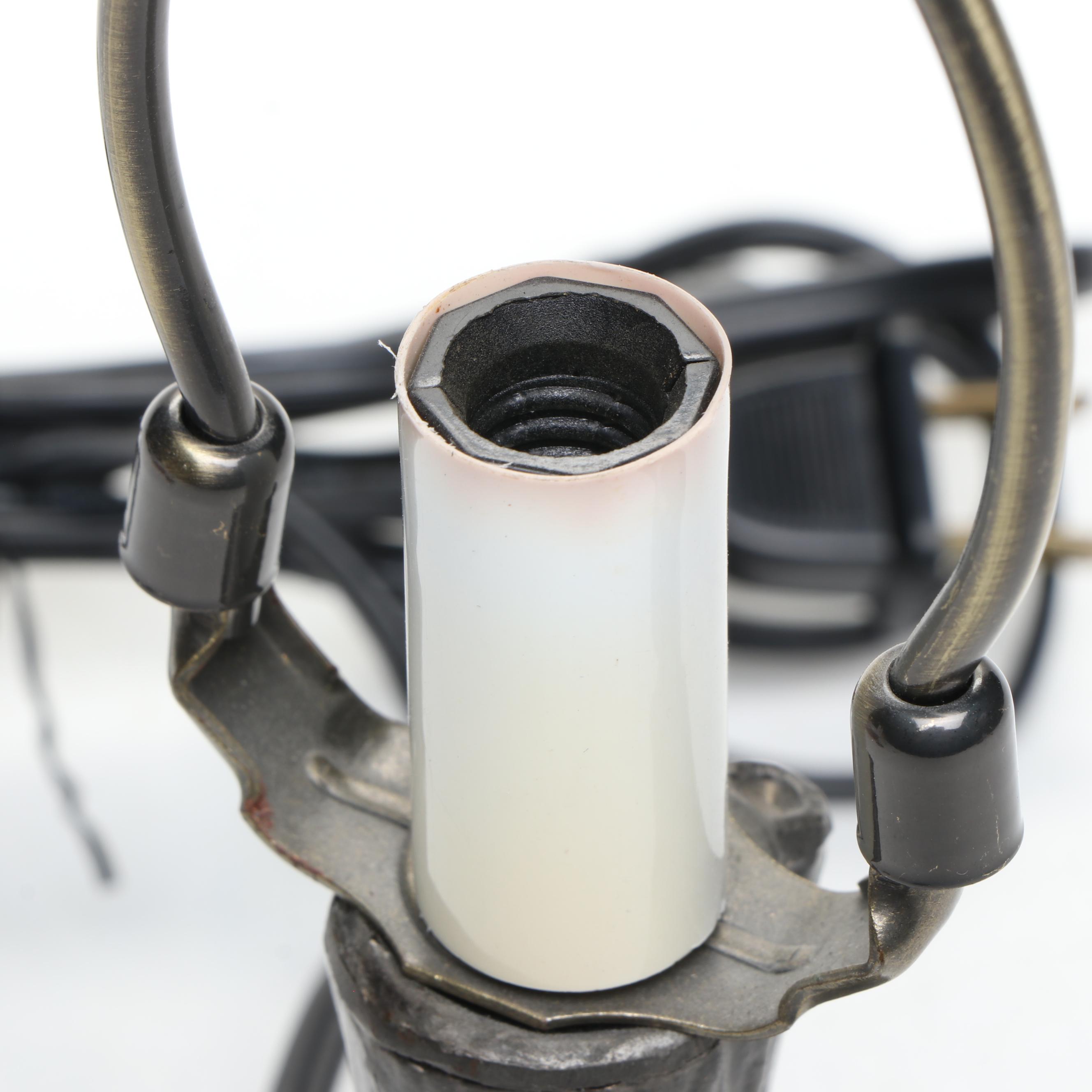 Art Nouveau Style Trumpet Lily Boudoir Lamps, Accent Lamp with Iridescent Shade