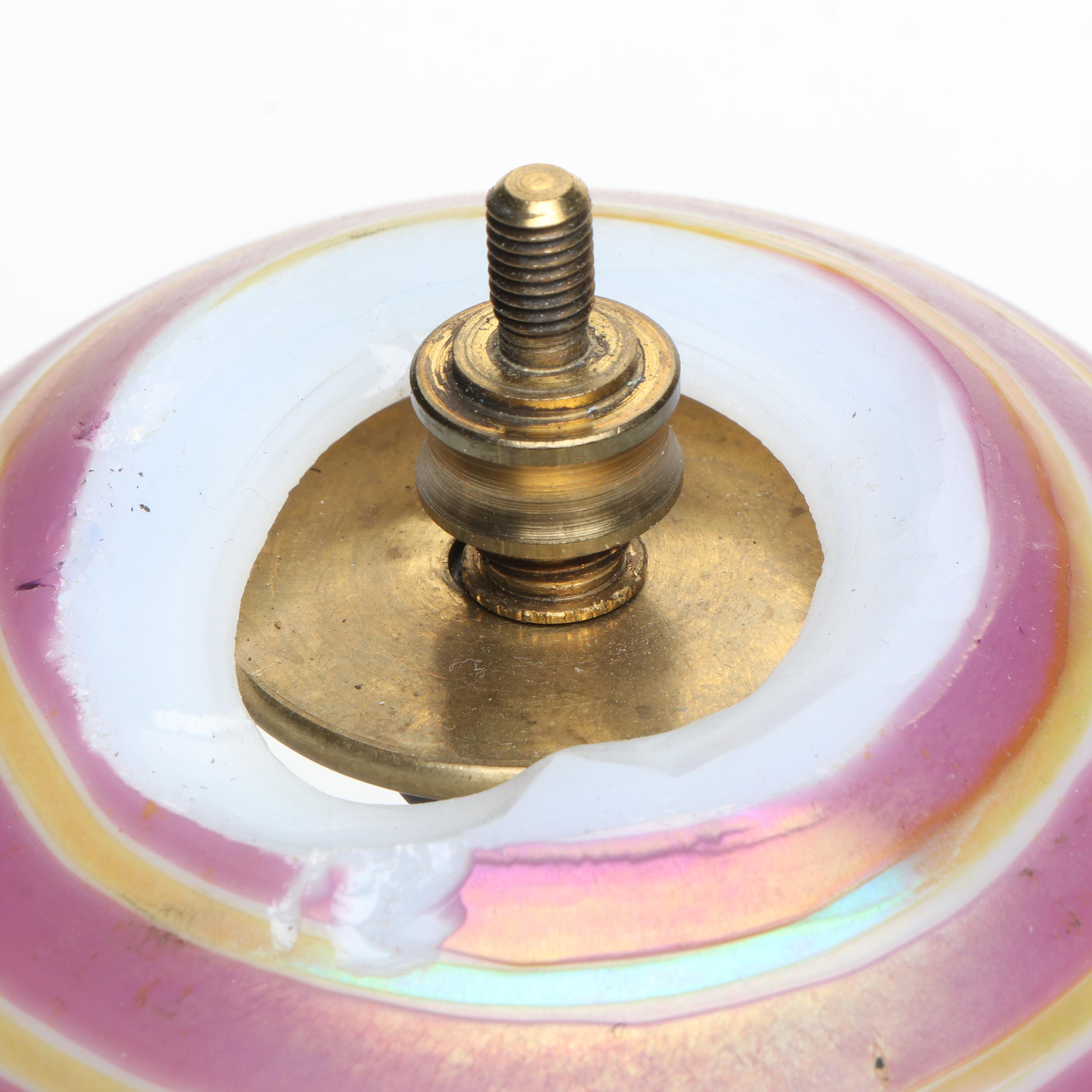 Art Nouveau Style Trumpet Lily Boudoir Lamps, Accent Lamp with Iridescent Shade