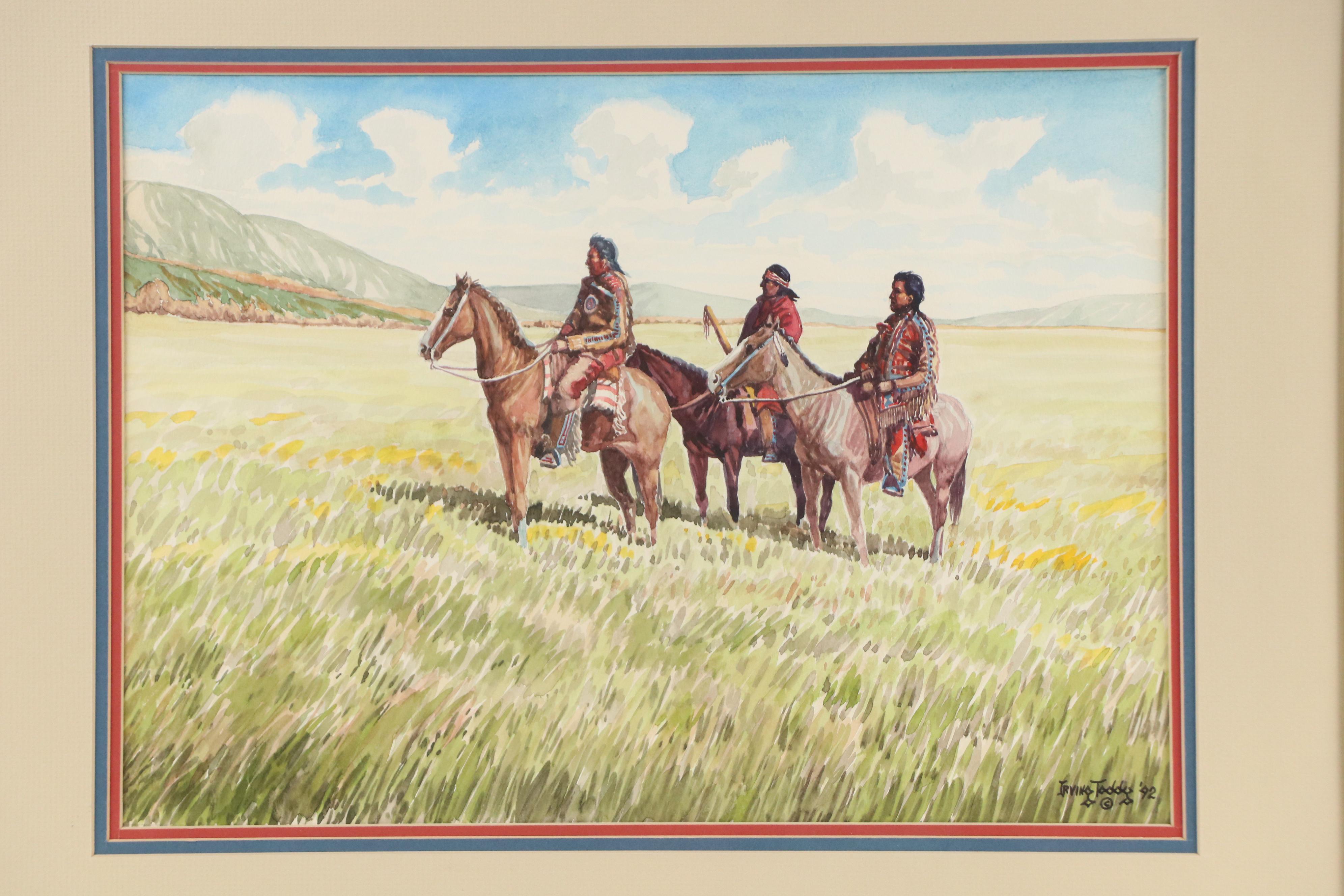 Irving Toddy Native American Watercolor Painting, 1992