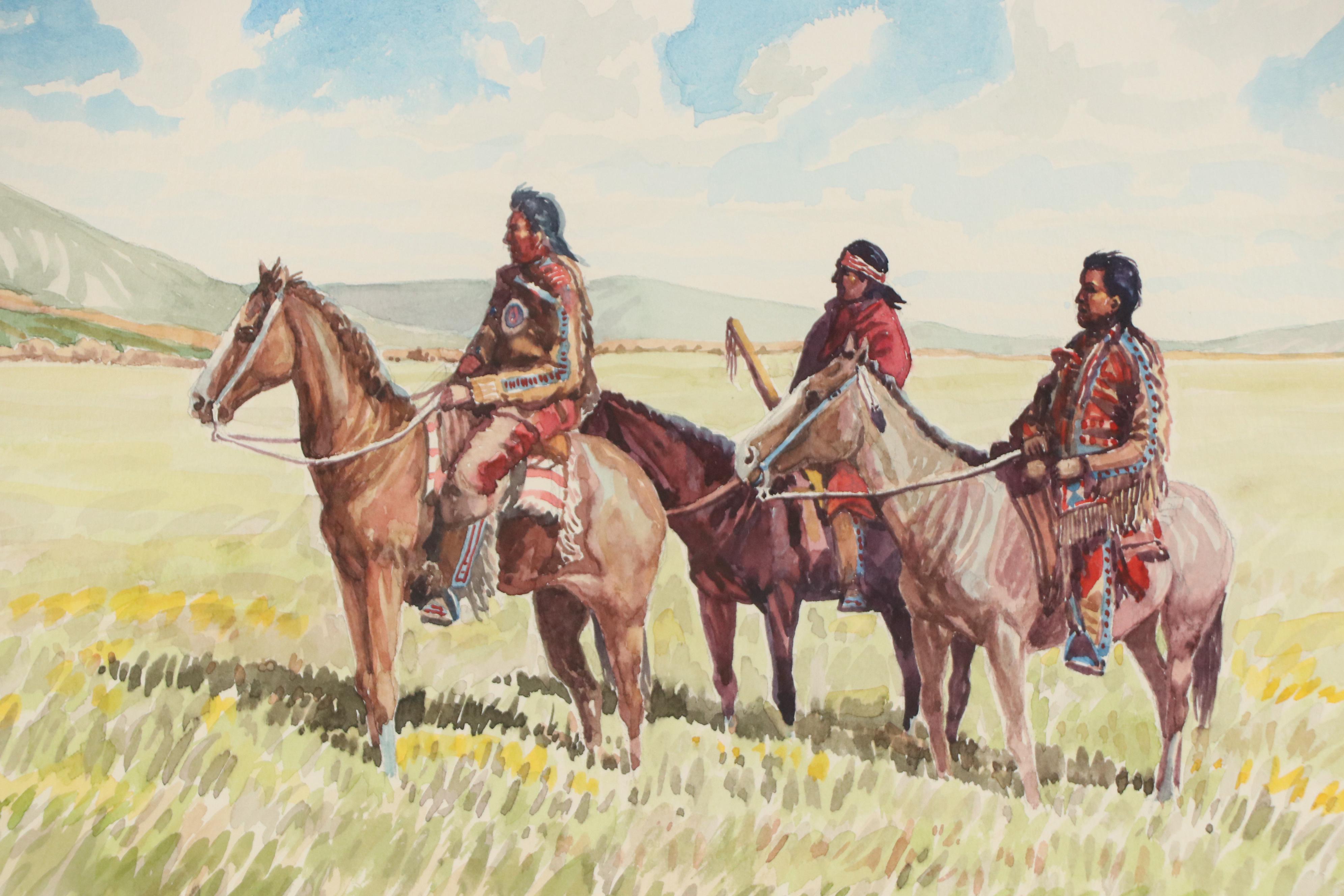 Irving Toddy Native American Watercolor Painting, 1992