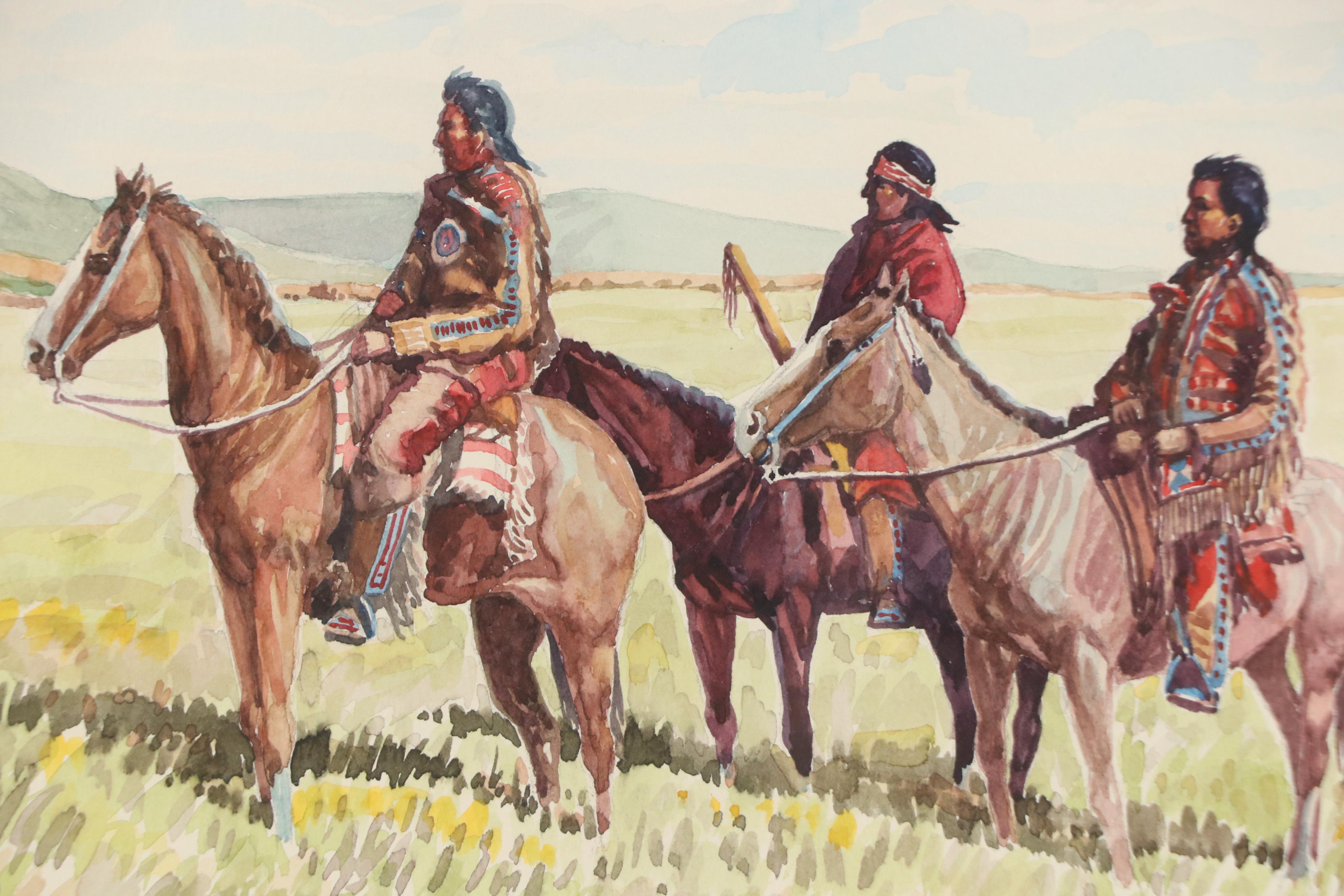Irving Toddy Native American Watercolor Painting, 1992