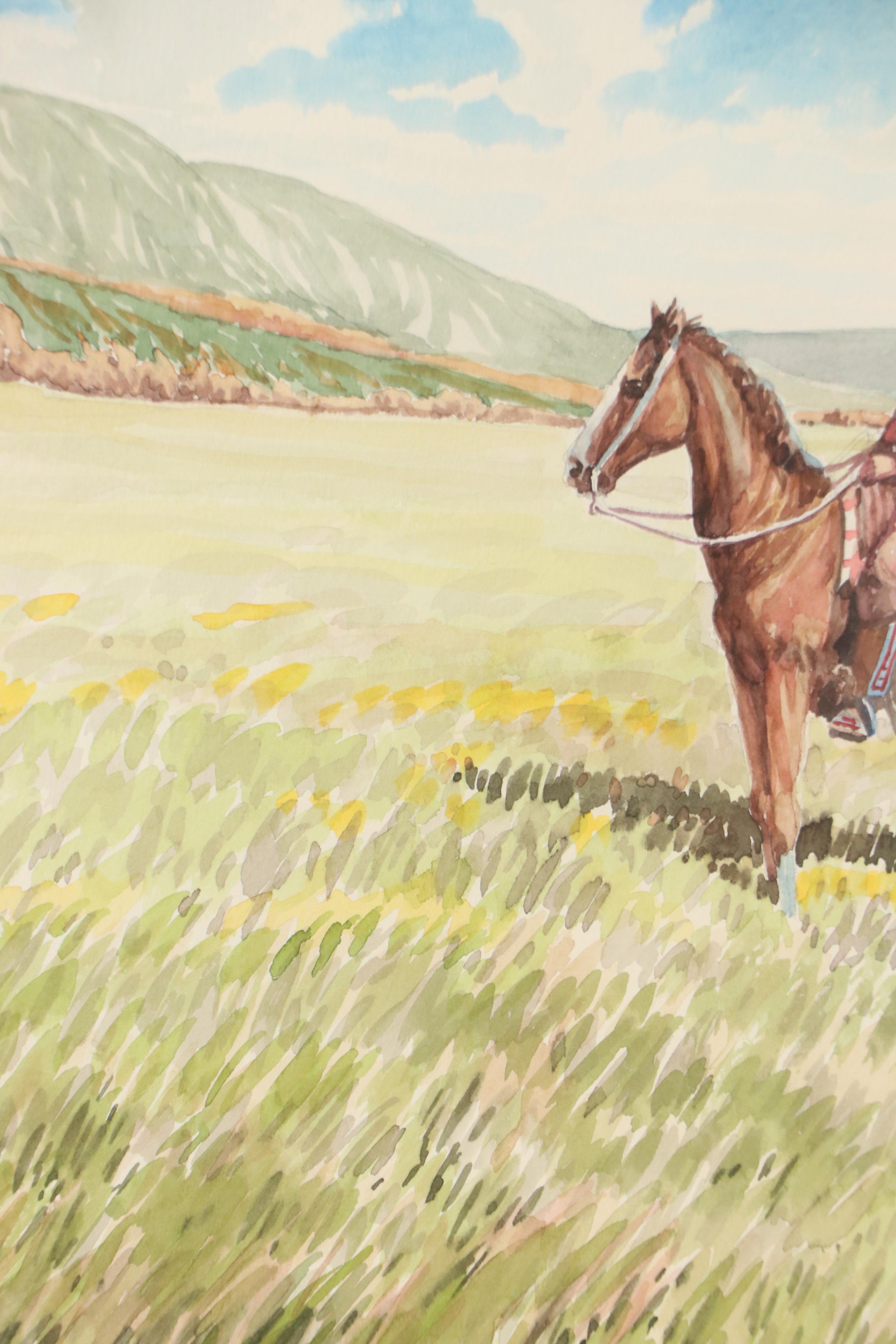 Irving Toddy Native American Watercolor Painting, 1992