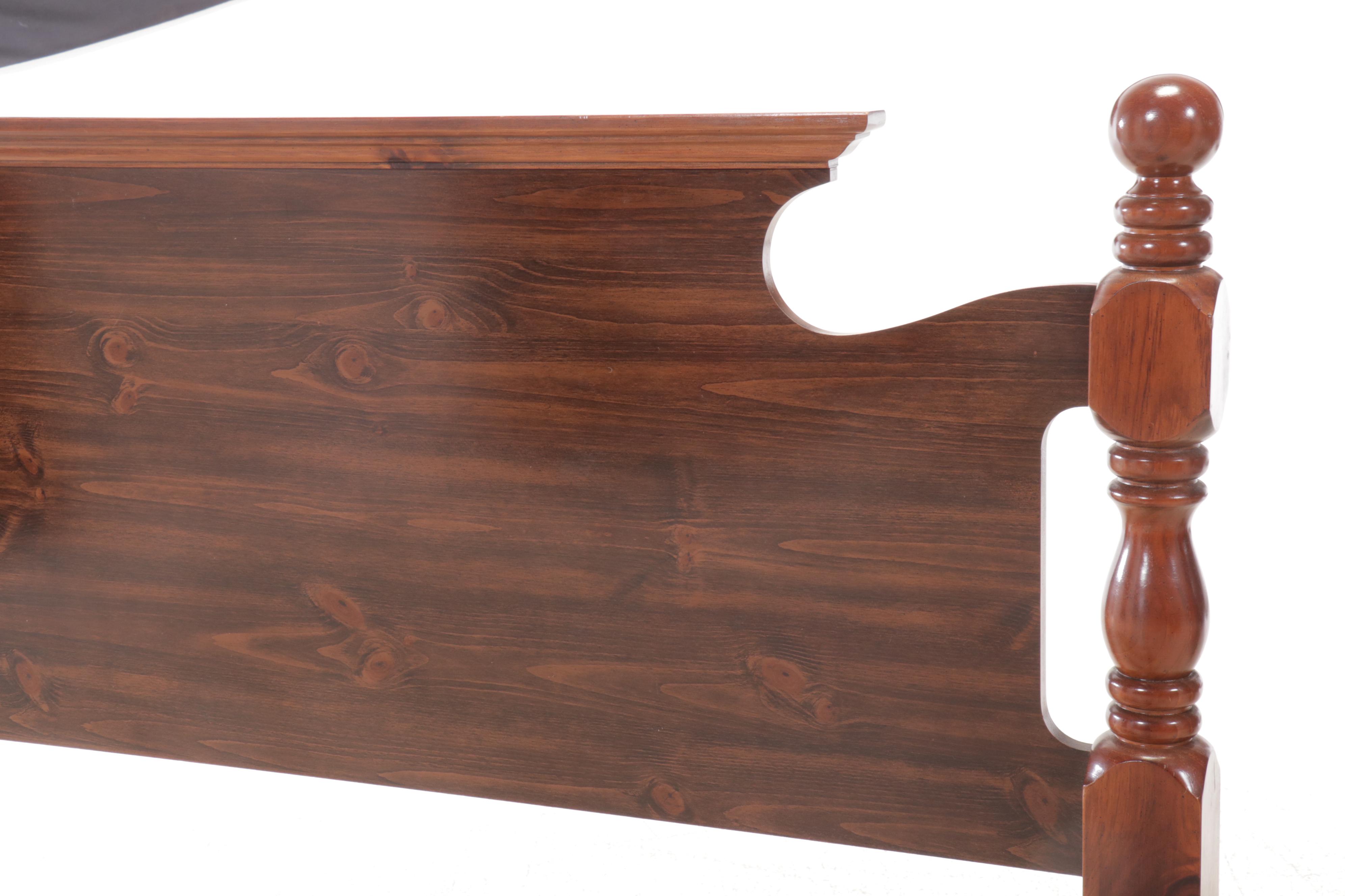 Federal Style Walnut Finish Cannonball Headboard, Mid to Late 20th Century