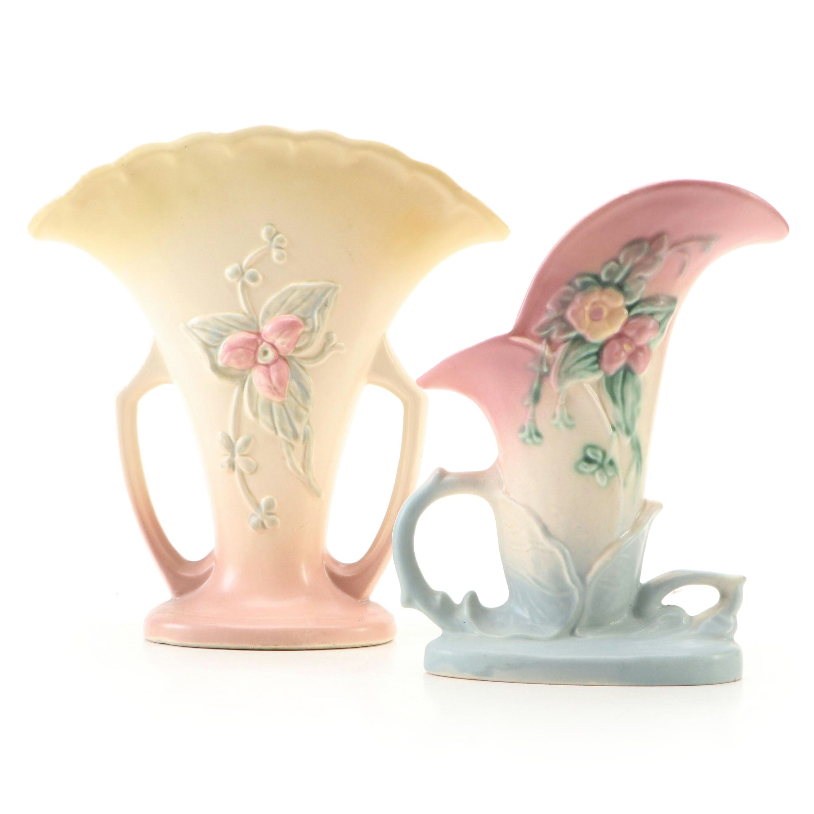 Hull Pottery "Wildflower" Fan and Cornucopia Vases