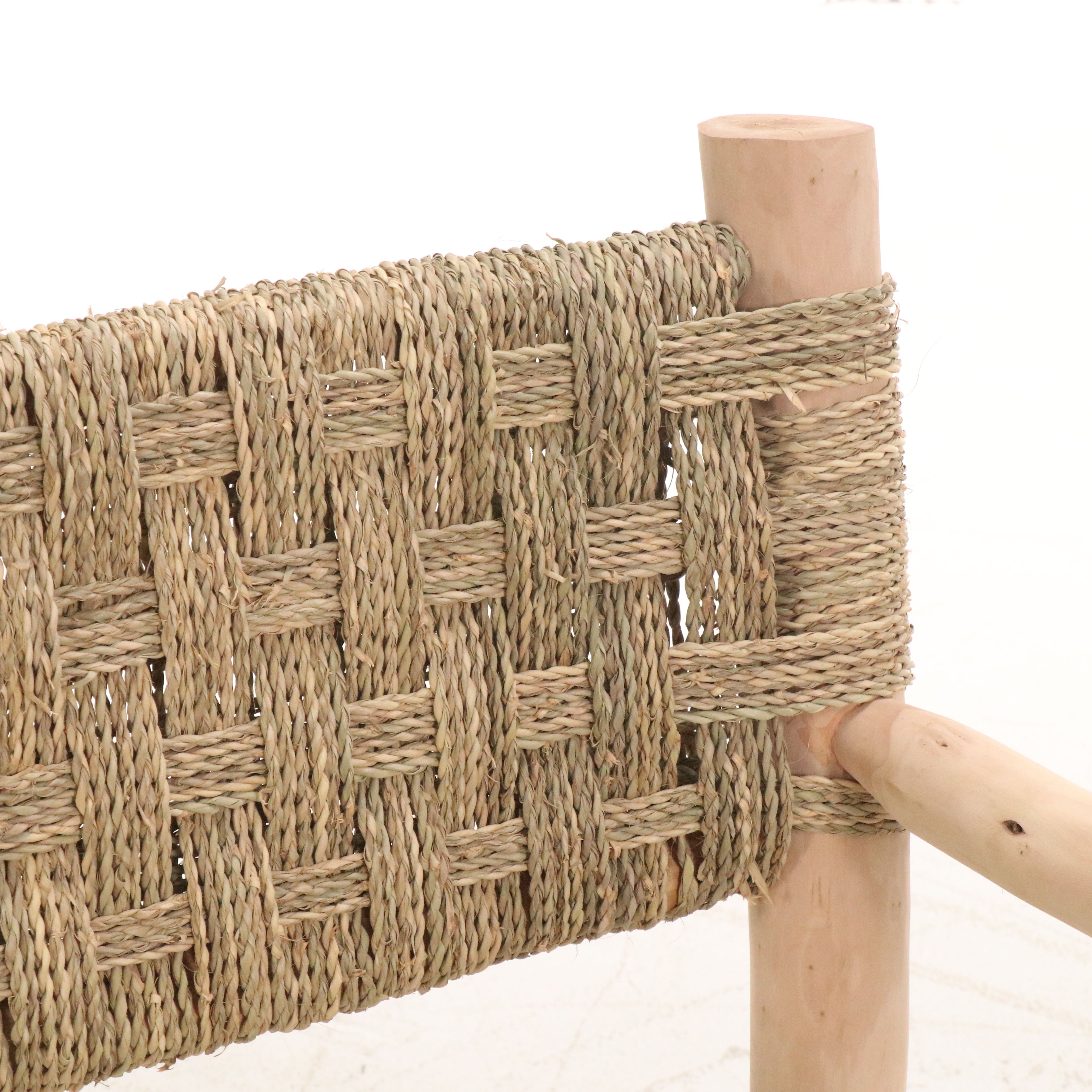 Pair of Natural Wood and Woven Rope Armchairs