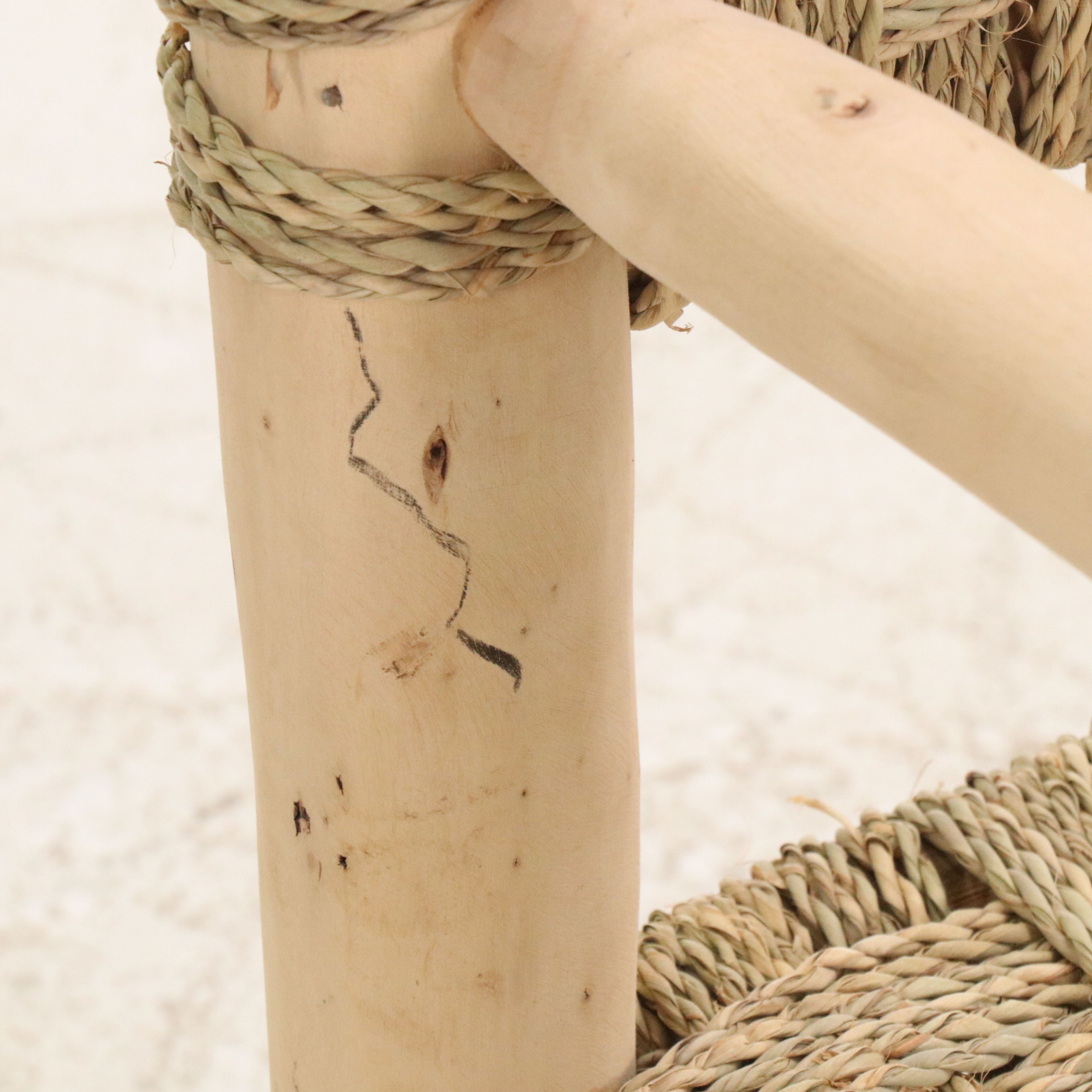 Pair of Natural Wood and Woven Rope Armchairs