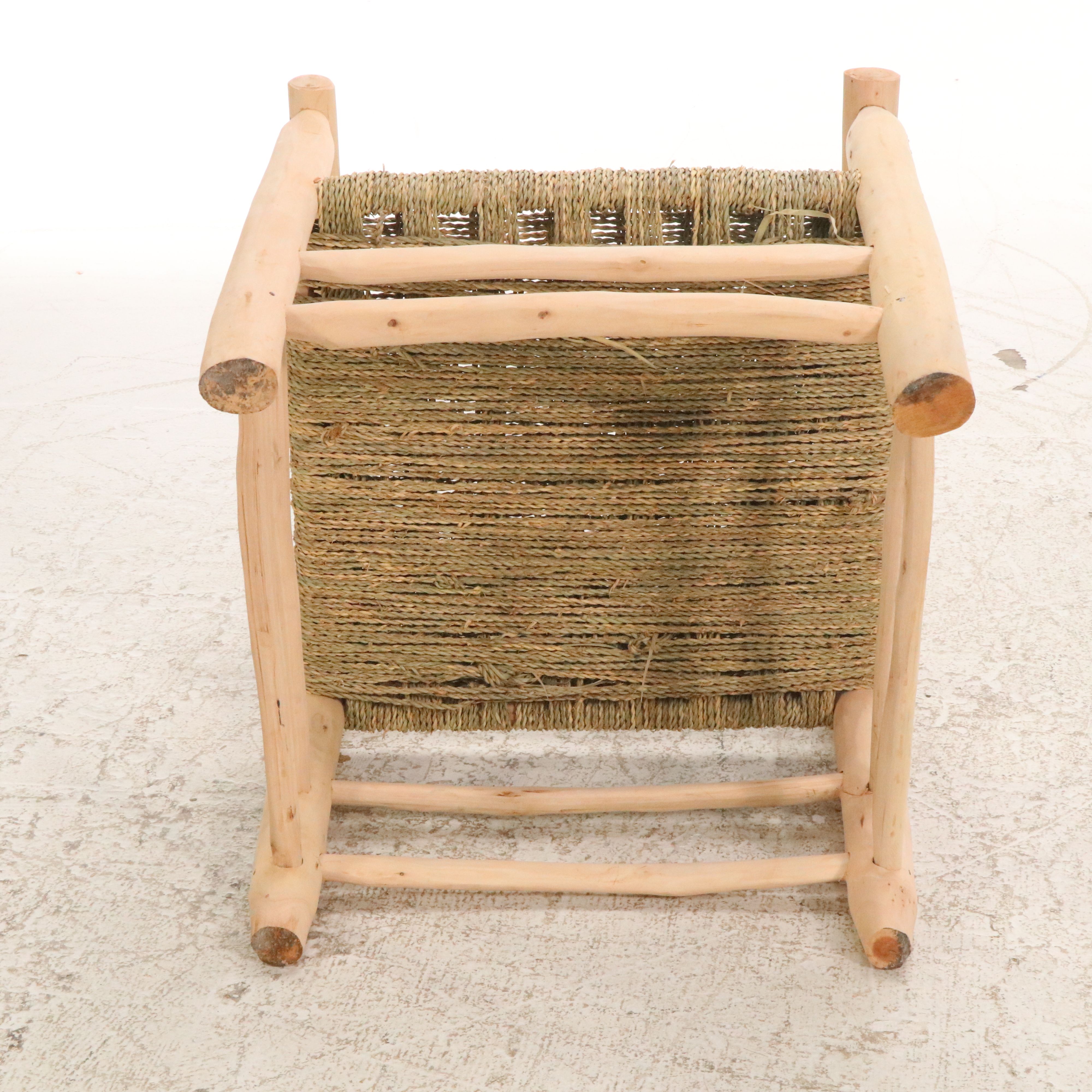 Pair of Natural Wood and Woven Rope Armchairs