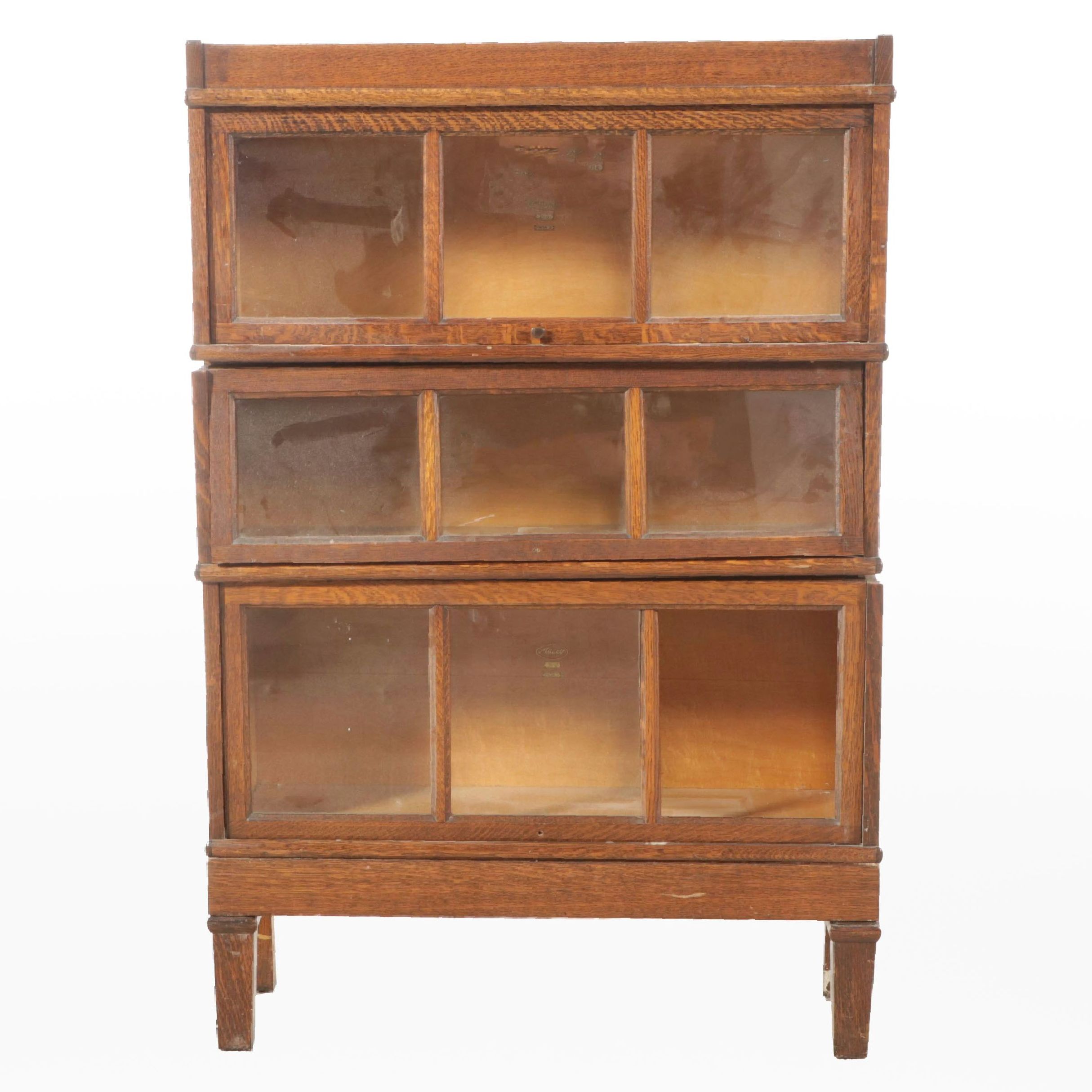 Edwardian Style Oak Three-Tier Barrister's Bookcase, Early to Mid-20th Century