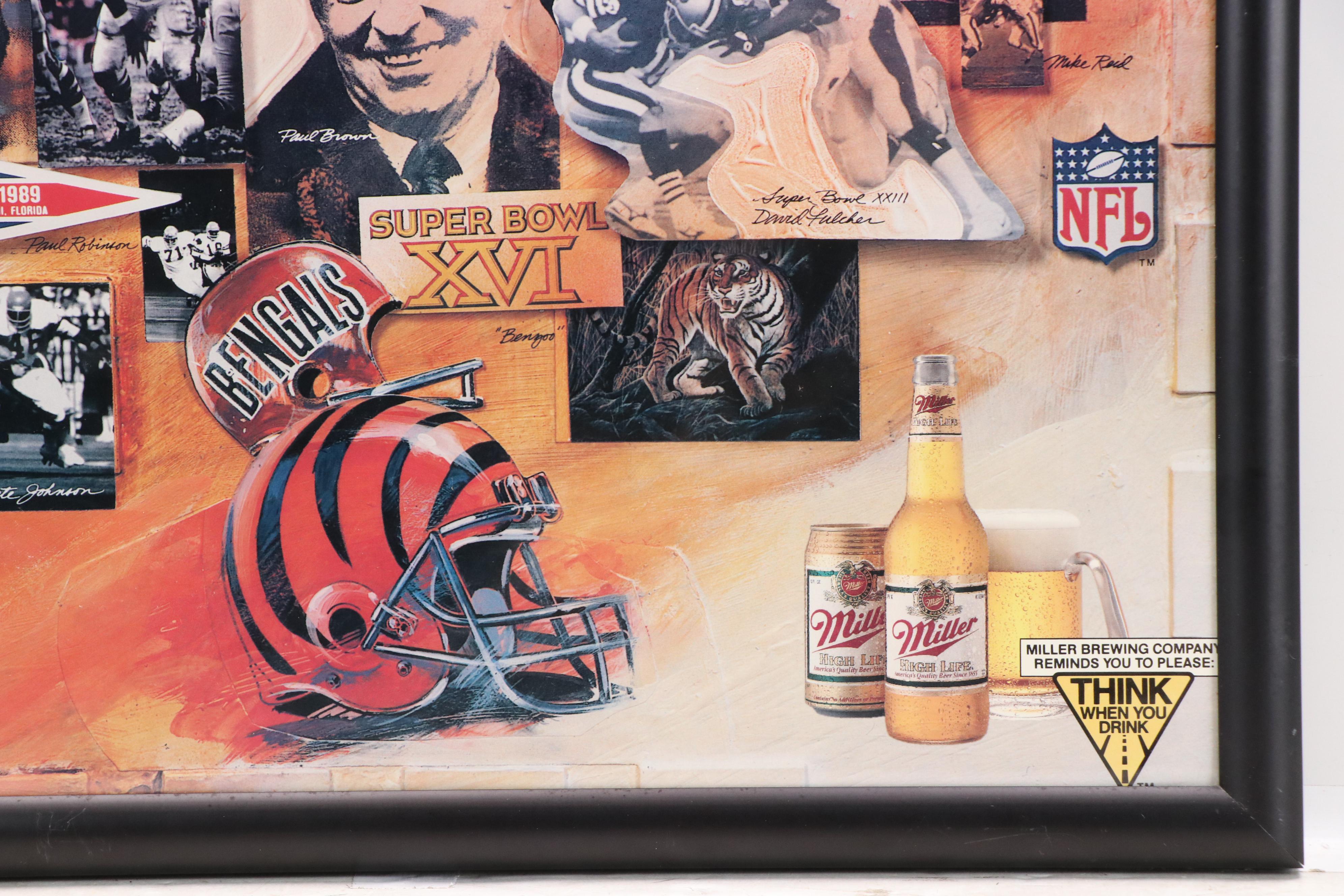 Collection of Budweiser and Miller High Life Prints for Cincinnati Bengals