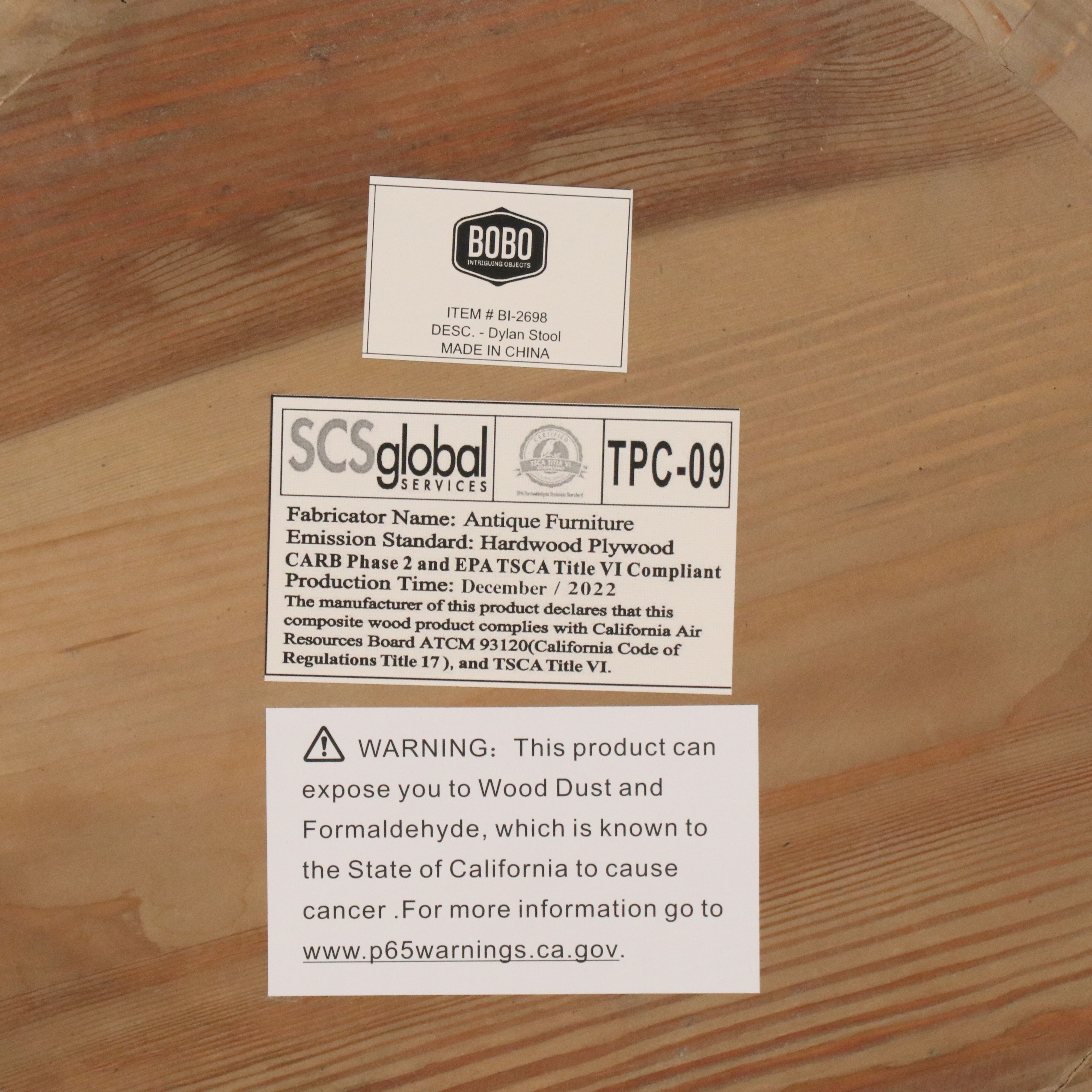 Pair of BoBo Intriguing Objects "Dylan" Natural Wood Stools