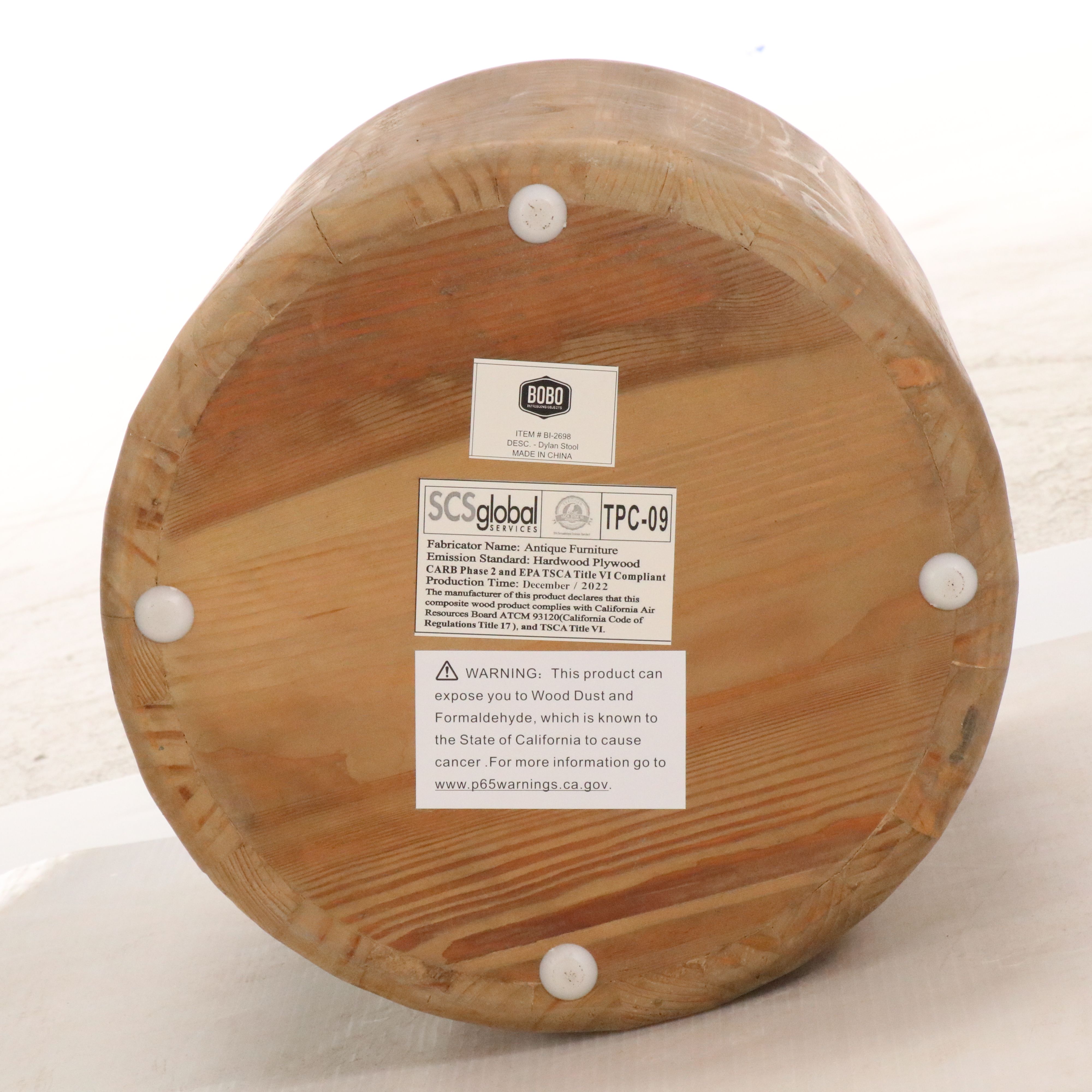 Pair of BoBo Intriguing Objects "Dylan" Natural Wood Stools