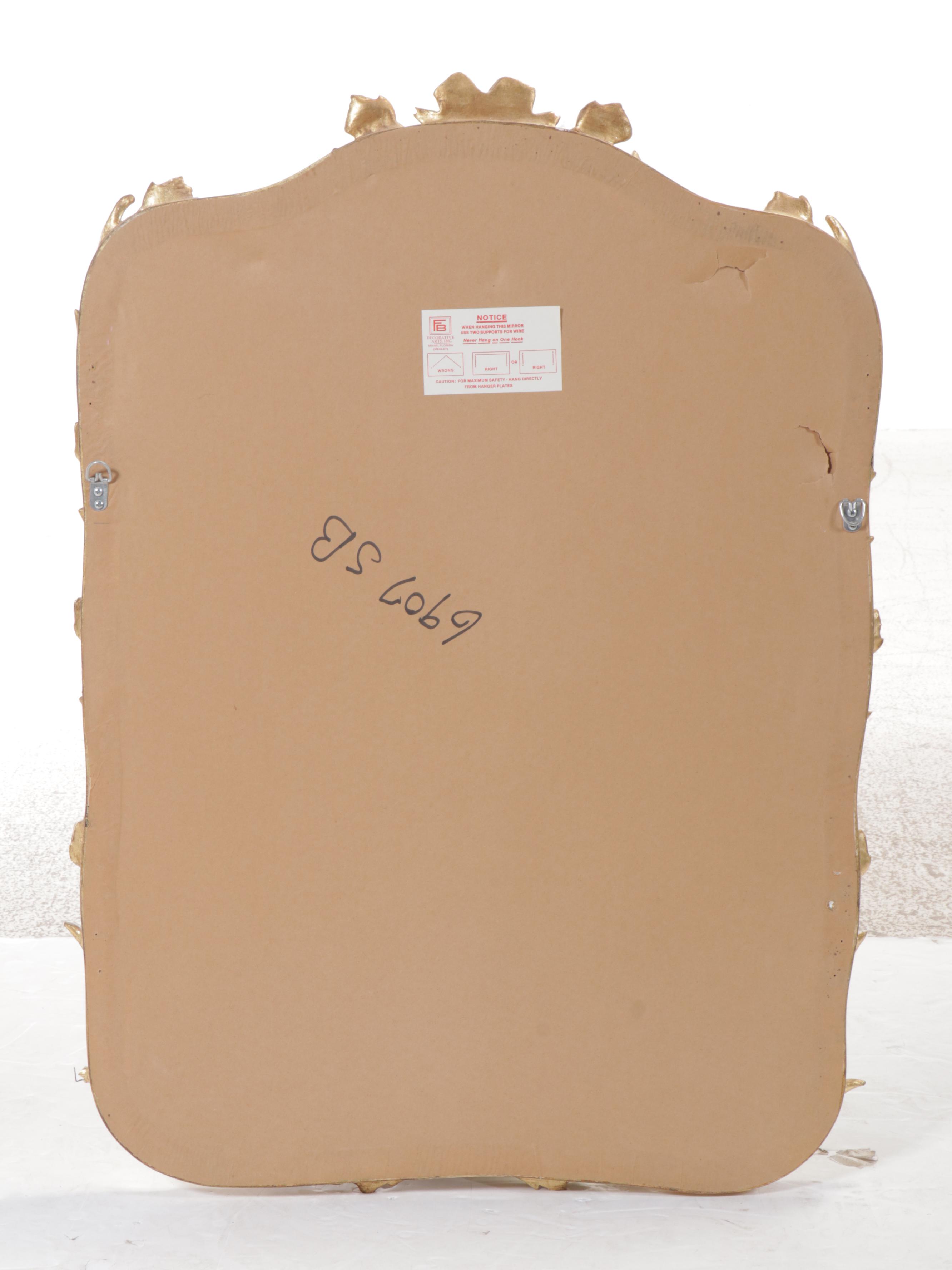 Decorative Arts, Inc. Hollywood Regency Style Carved Tulips Giltwood Wall Mirror