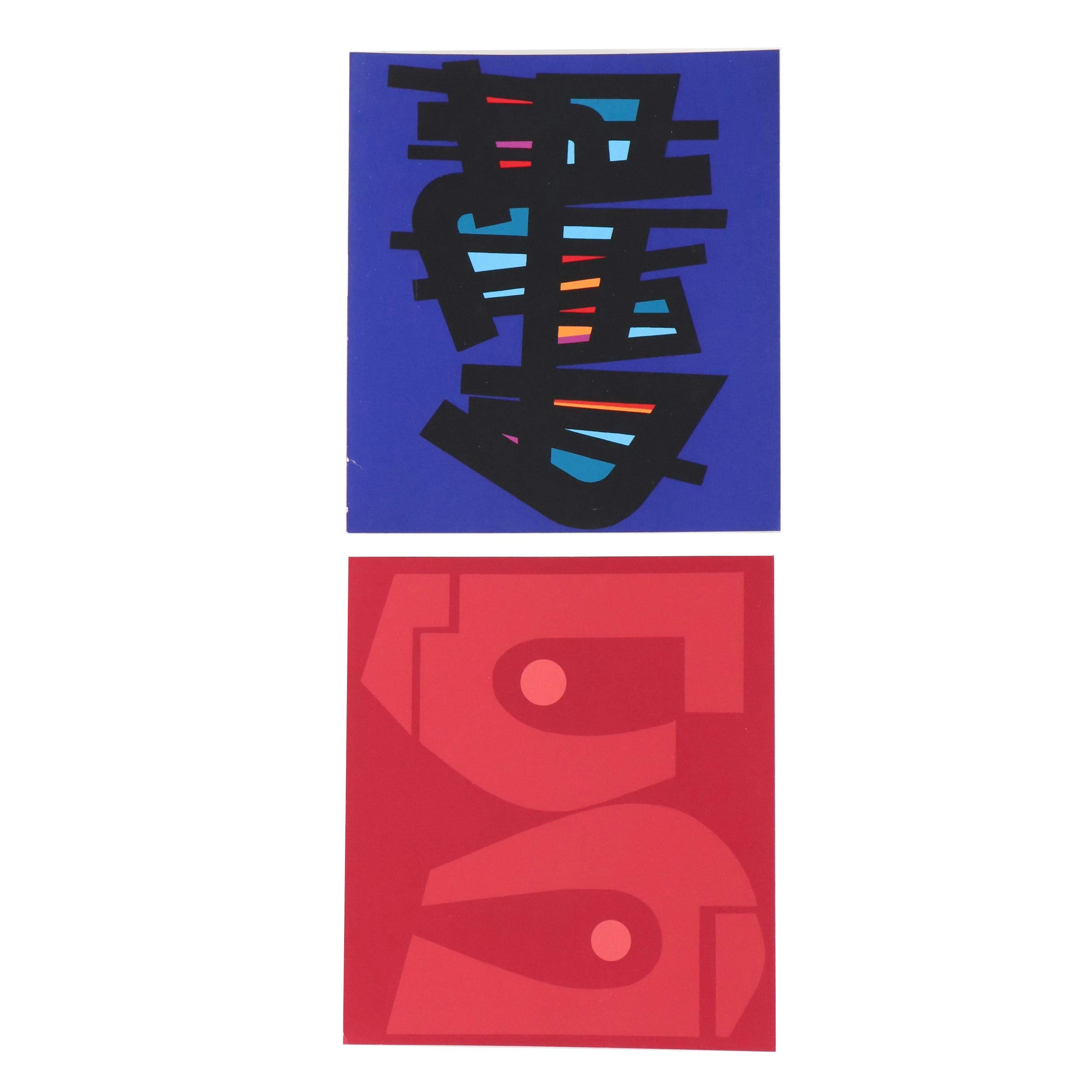 Edgard Pillet Modernist Abstract Serigraphs, 1967