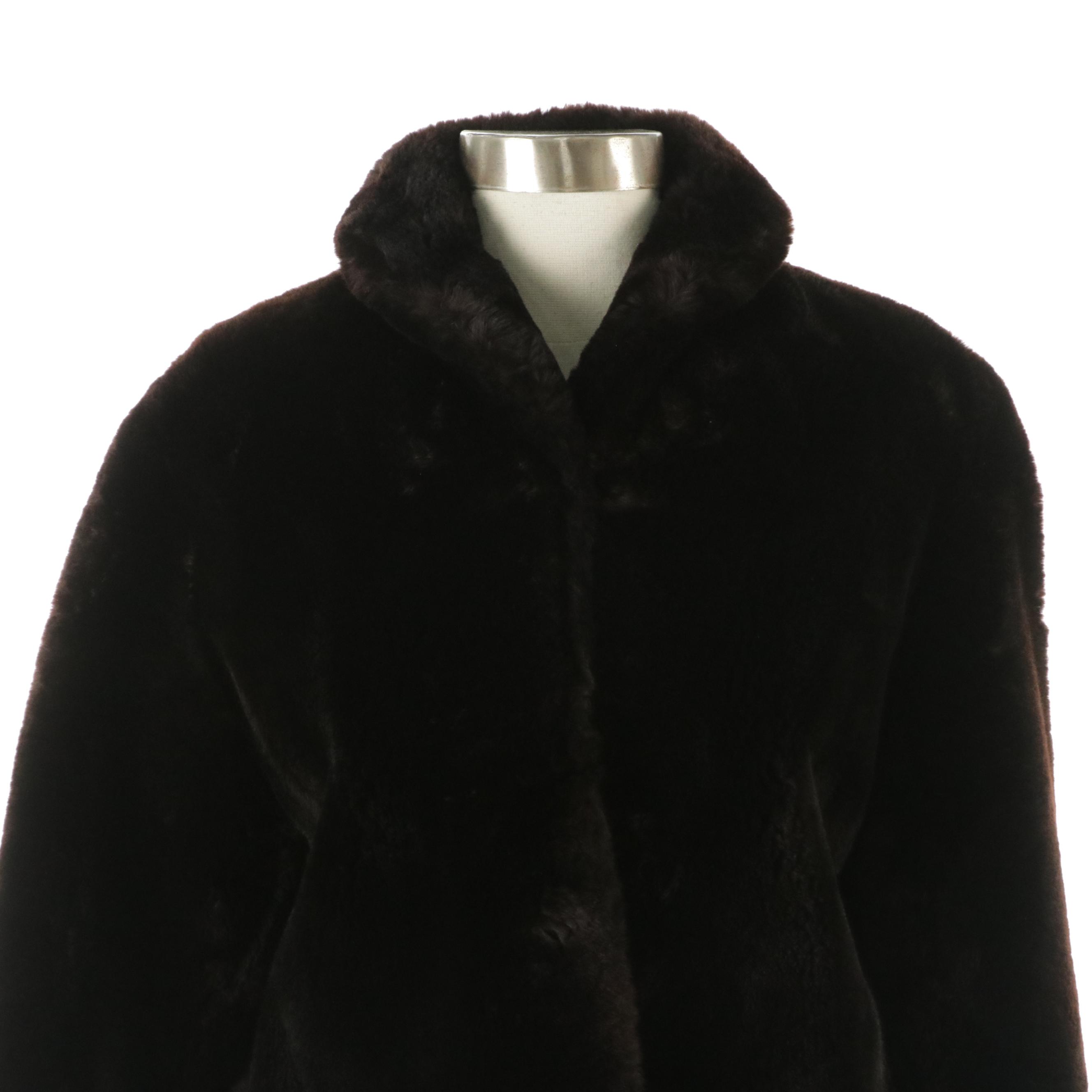 Vintage Chocolate Brown Mouton Fur Coat