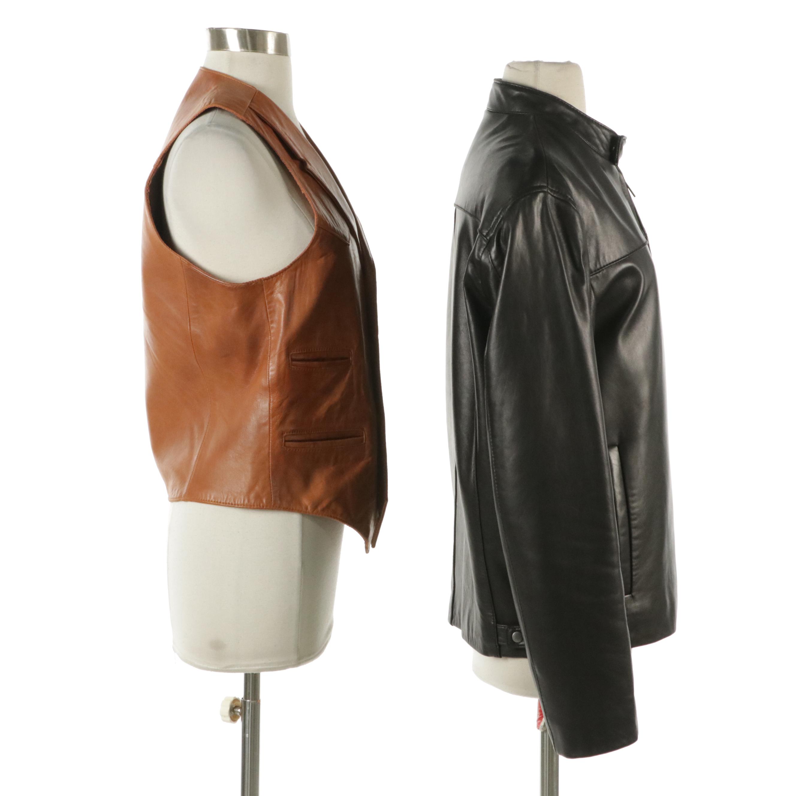 Berman's Lambskin Leather Vest and Cole Haan Lambskin Leather Moto Jacket
