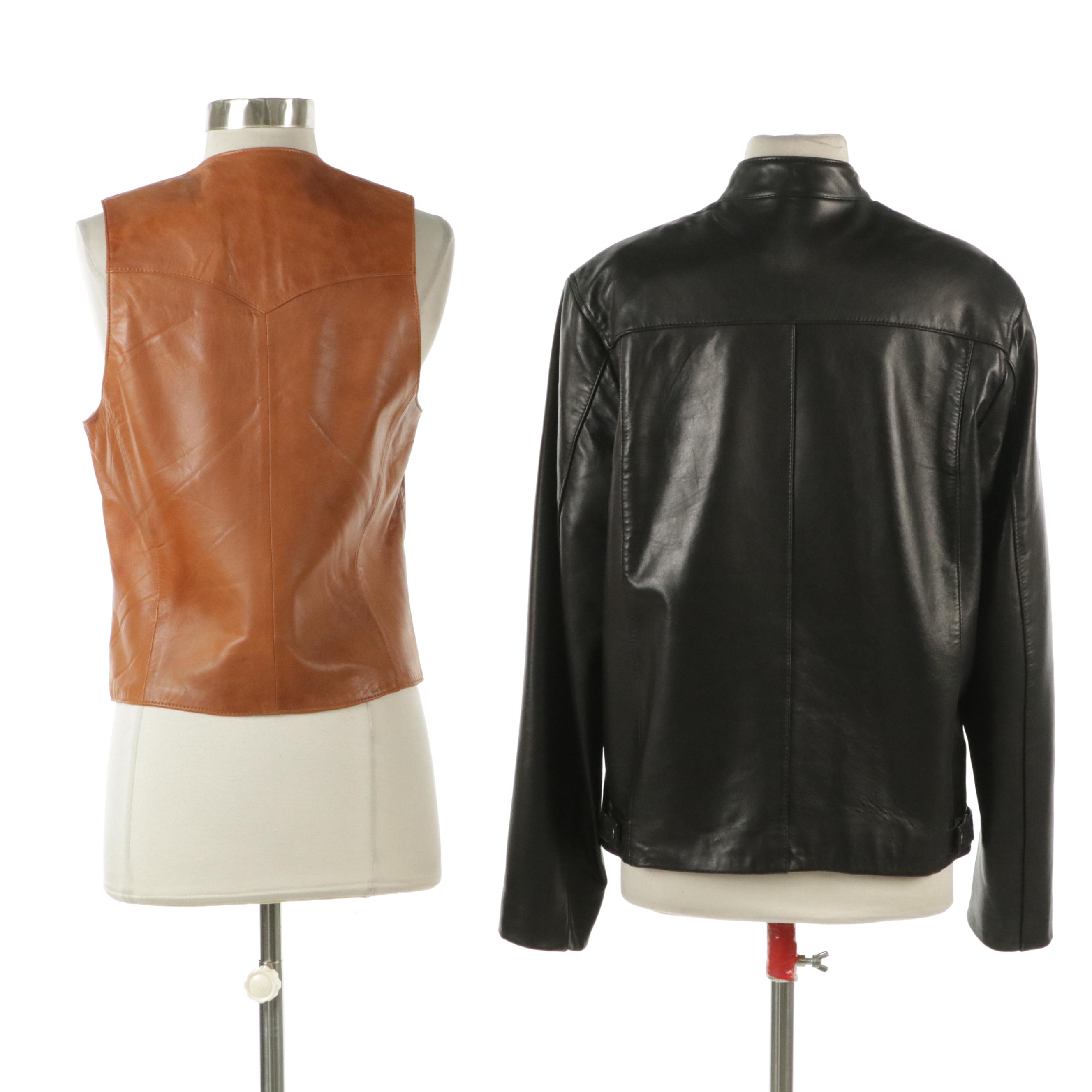 Berman's Lambskin Leather Vest and Cole Haan Lambskin Leather Moto Jacket