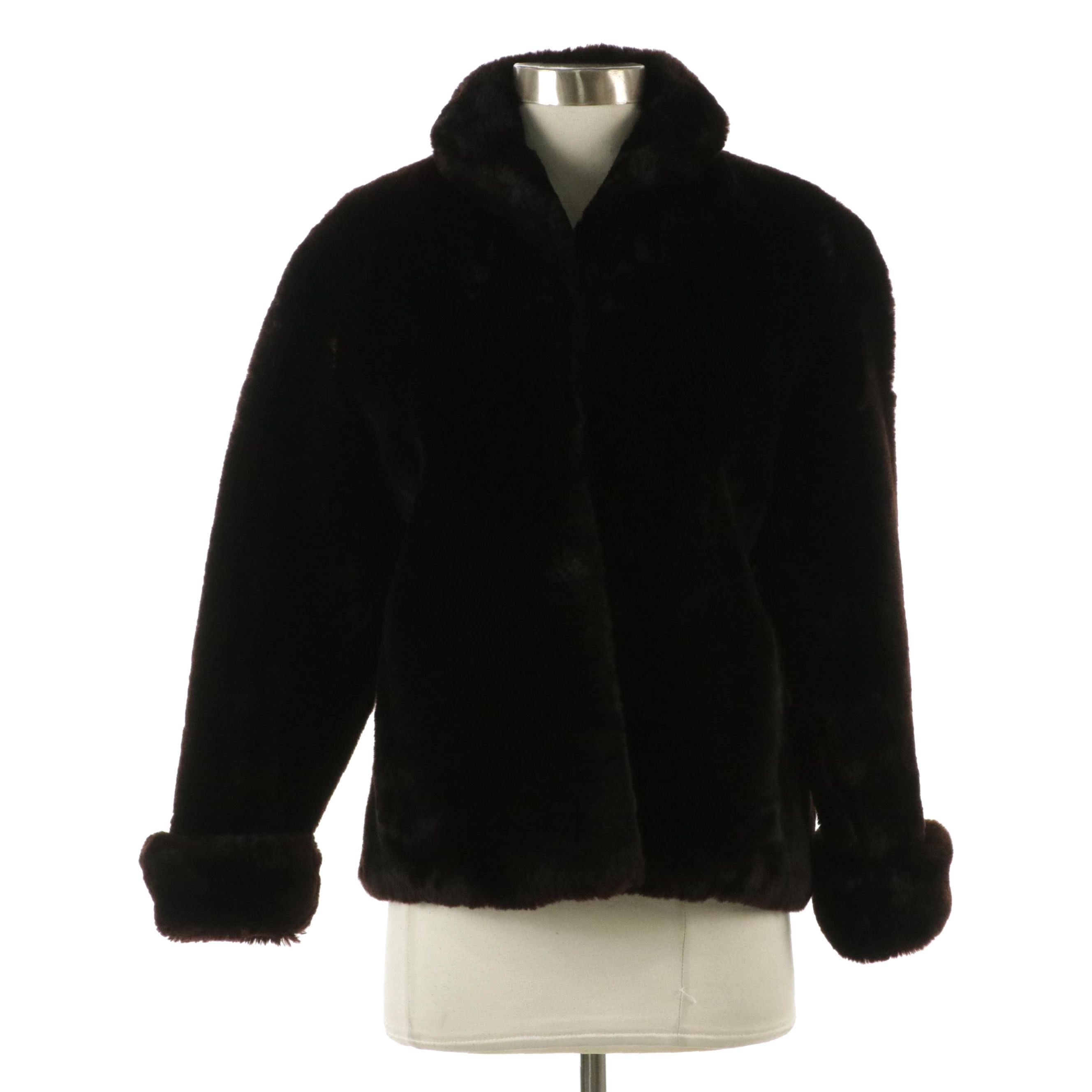 Vintage Chocolate Brown Mouton Fur Coat