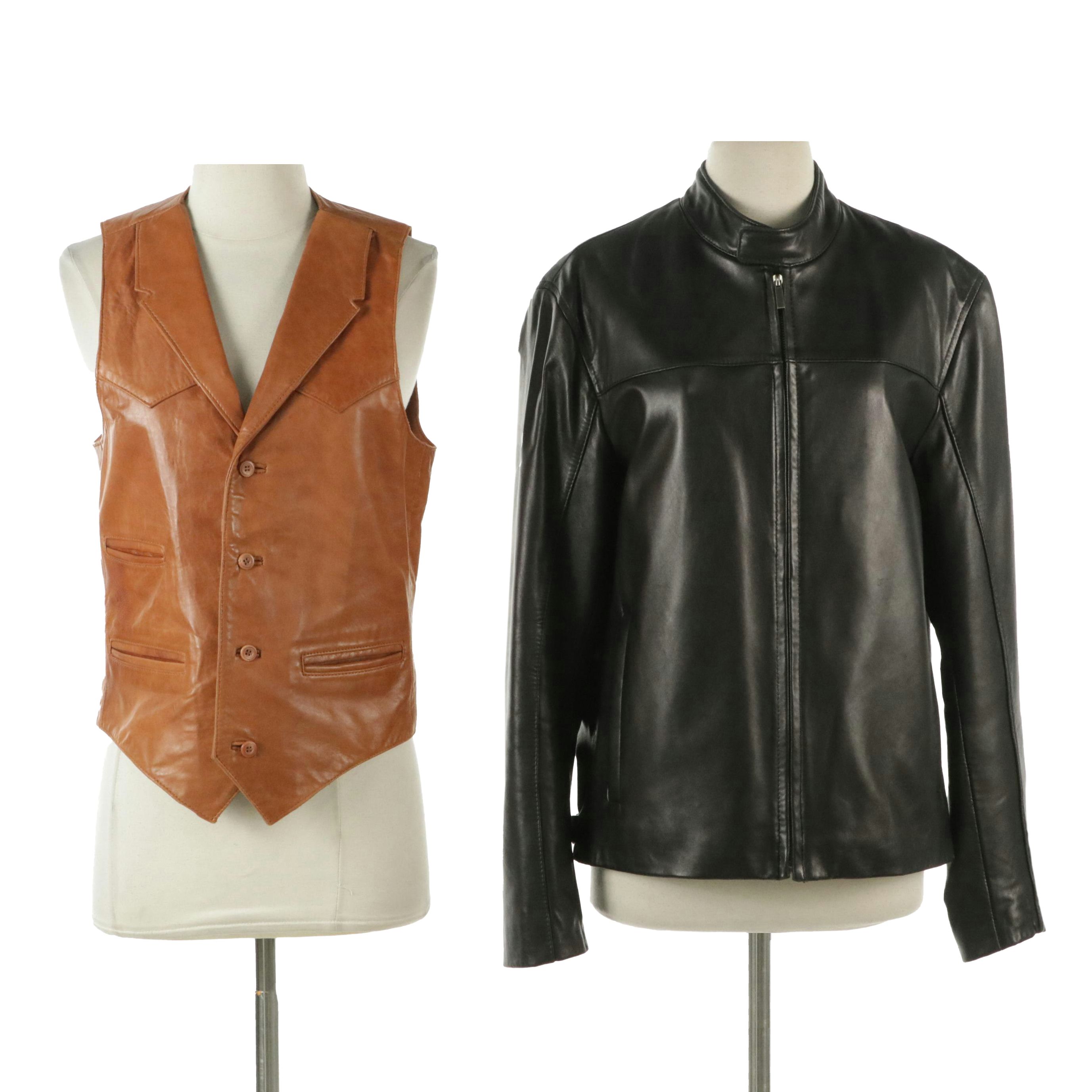 Berman's Lambskin Leather Vest and Cole Haan Lambskin Leather Moto Jacket