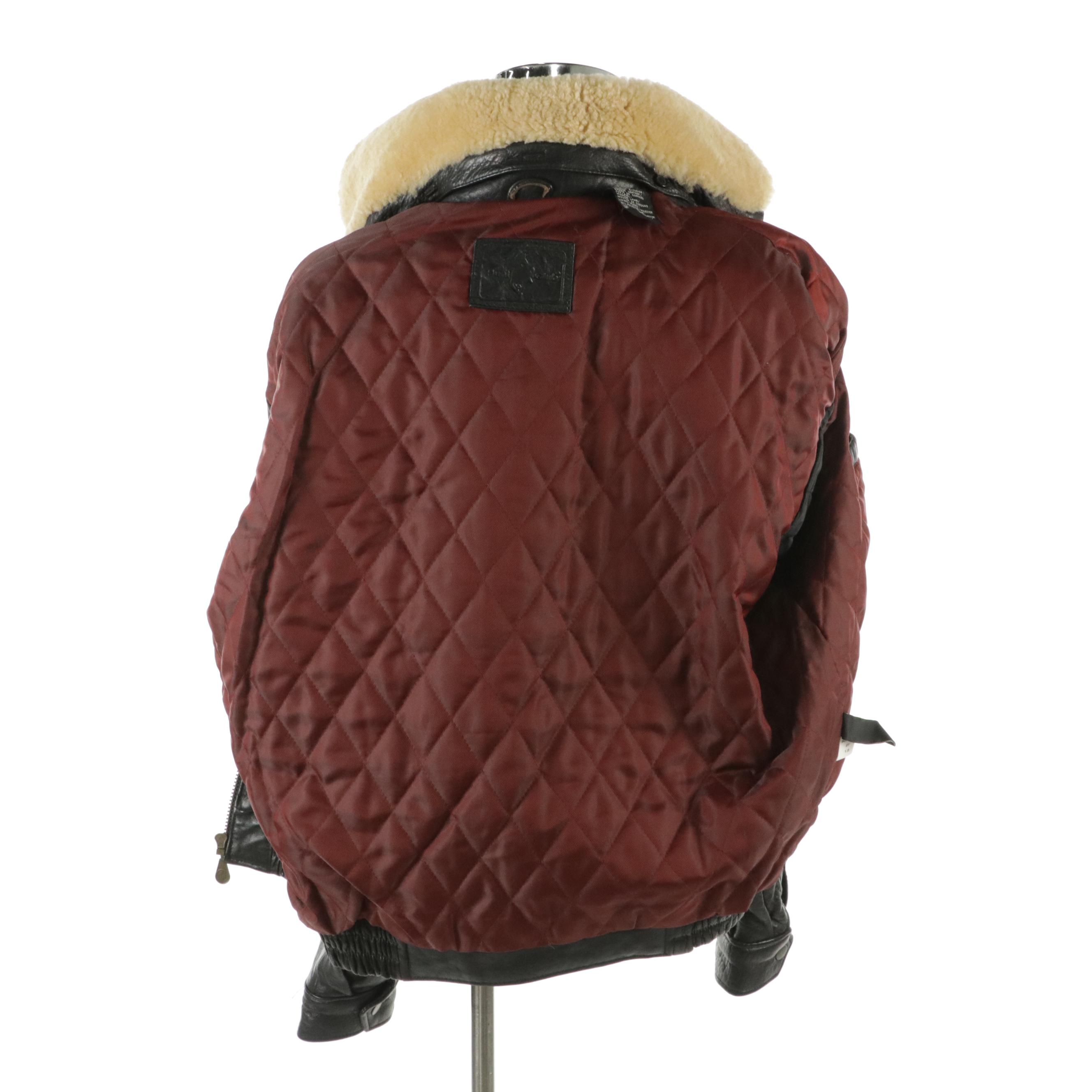 Men's Hunt Club Vintage Tumbled Leather Bomber Jacket with Shearling Collar