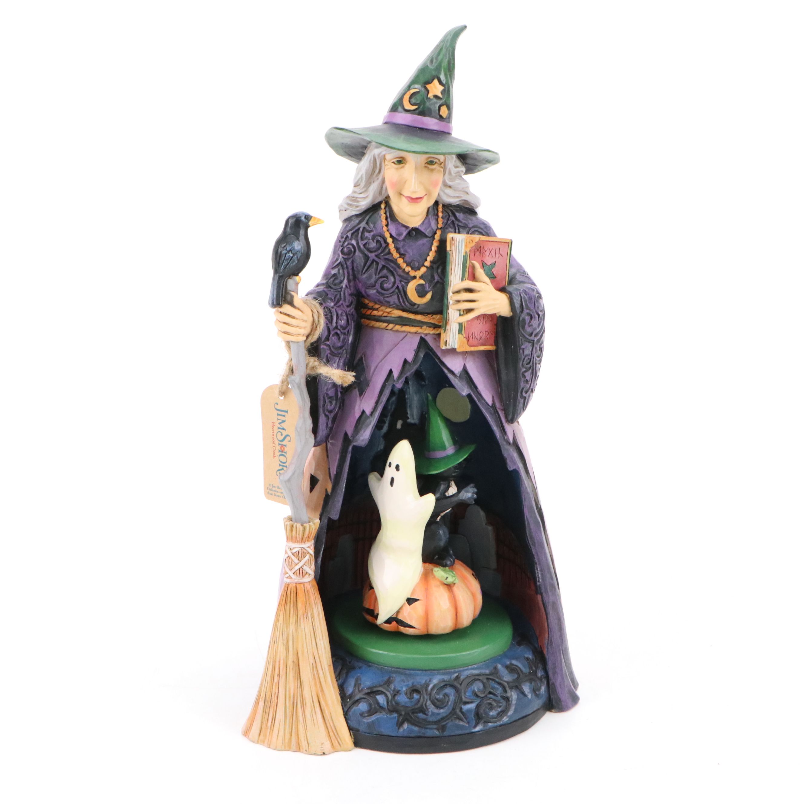 Jim Shore Accents Witch and Black Cat Halloween Figurines