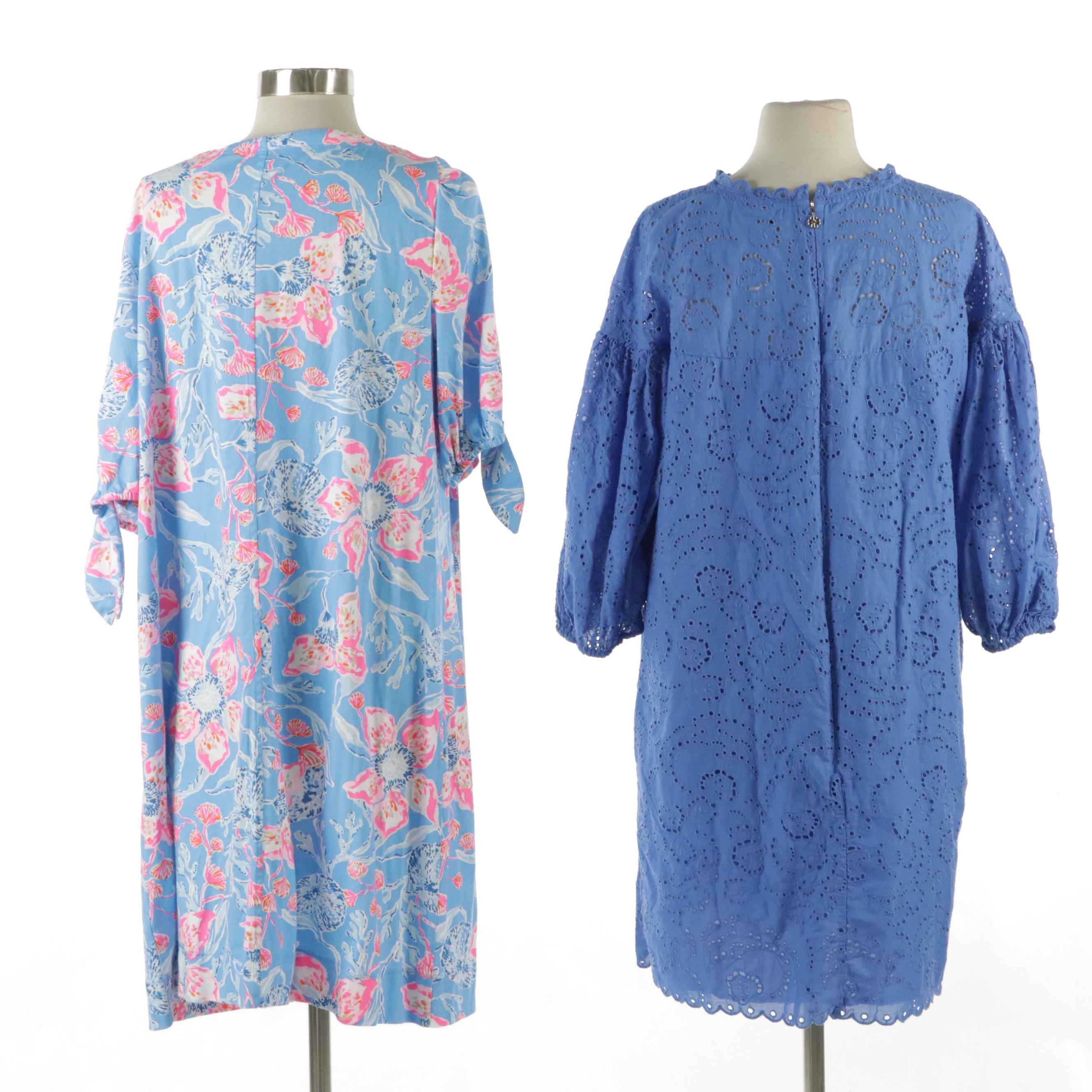 Kate Spade Blue Eyelet Embroidered Dress, Lilly Pulitzer Casual Cotton Dress