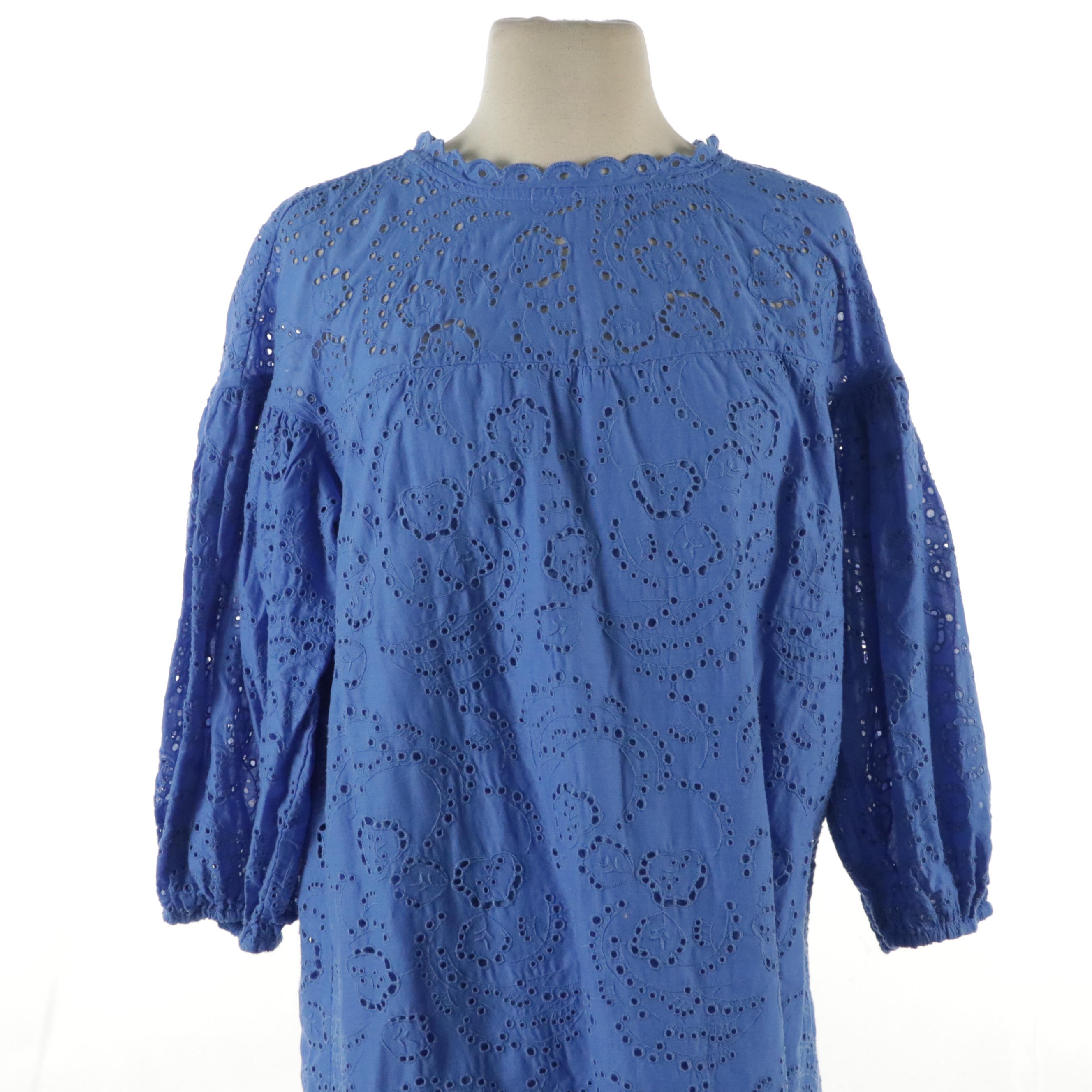 Kate Spade Blue Eyelet Embroidered Dress, Lilly Pulitzer Casual Cotton Dress